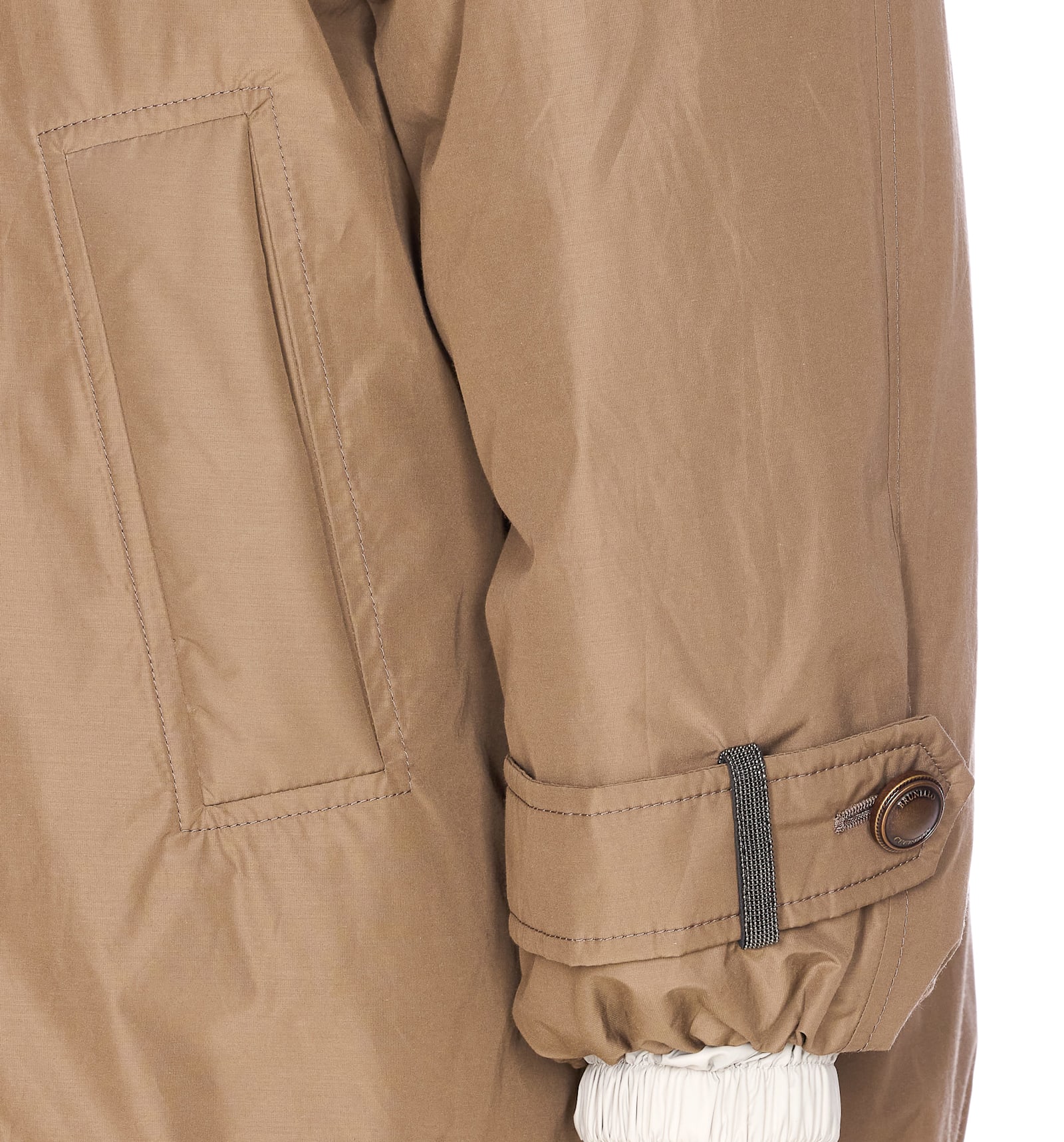 Brunello Cucinelli Short Button Detailing Down Jacket In Neutral