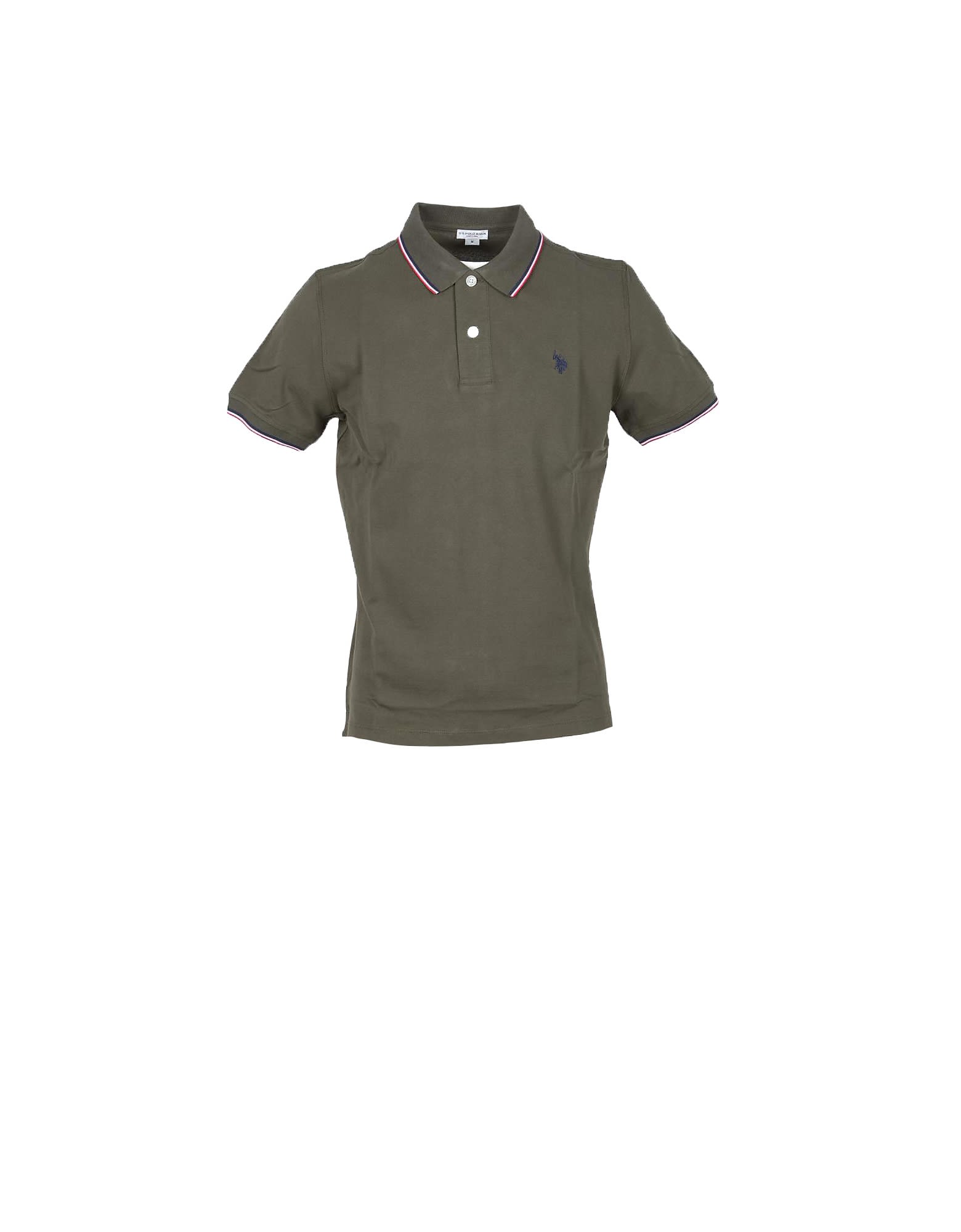 U.s. Polo Assn. Military Green Piqué Cotton Mens Polo Shirt