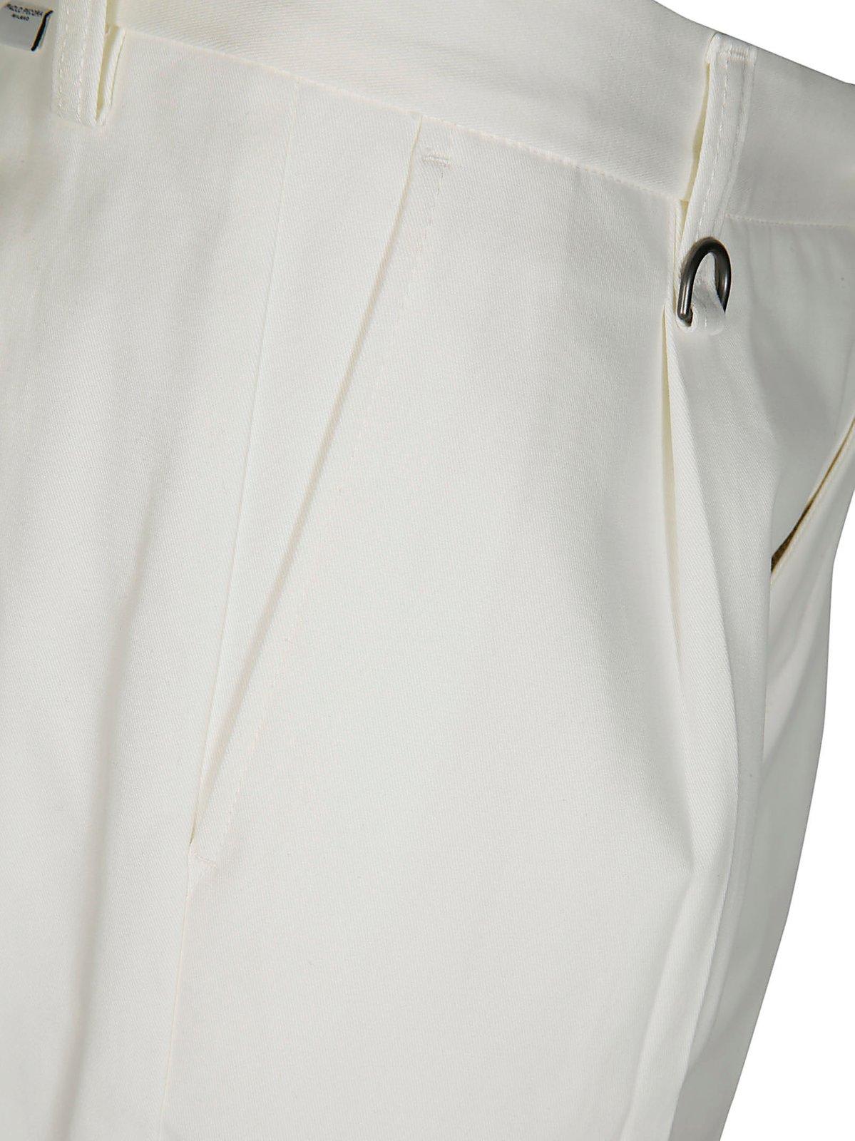 Shop Paolo Pecora Front-pleat Tapered Trousers In Bianco