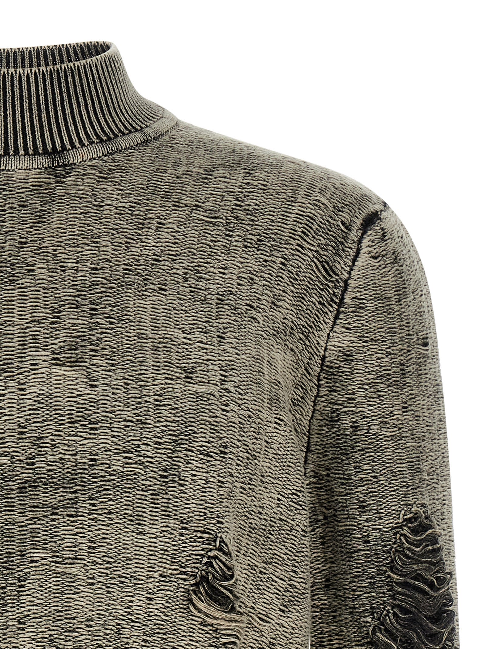 Diesel Textured Long Sleeve Sweater With Ribbed Collar In Green