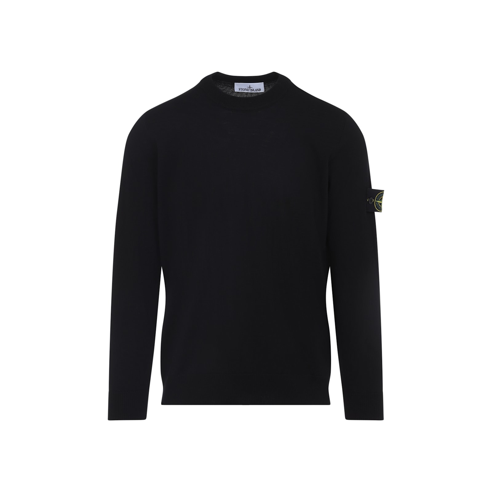 Stone Island Round-neck Jumper With Embossed Stitching In Black