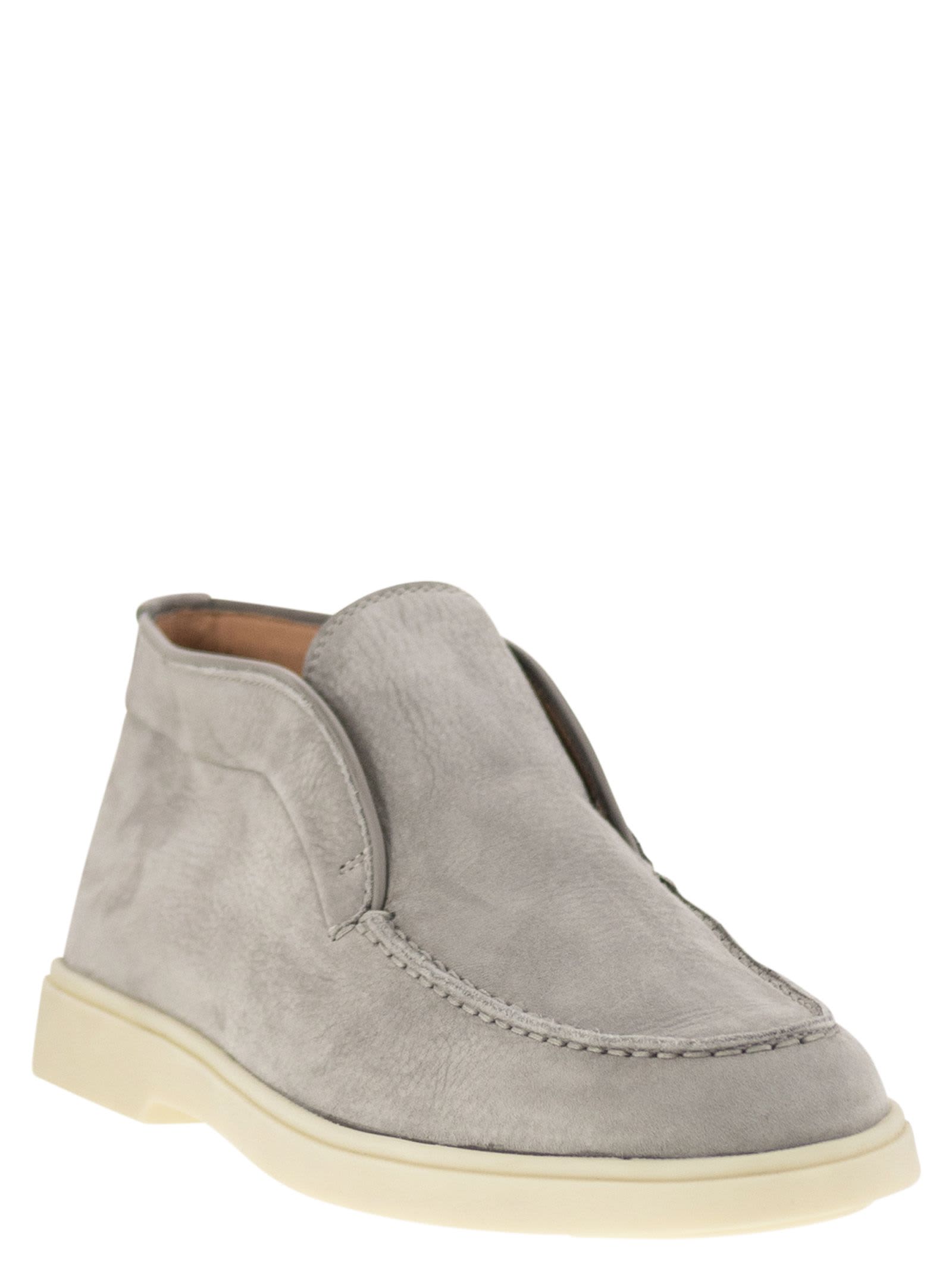 Shop Santoni Desert Boot In Nubuck In Light Grey