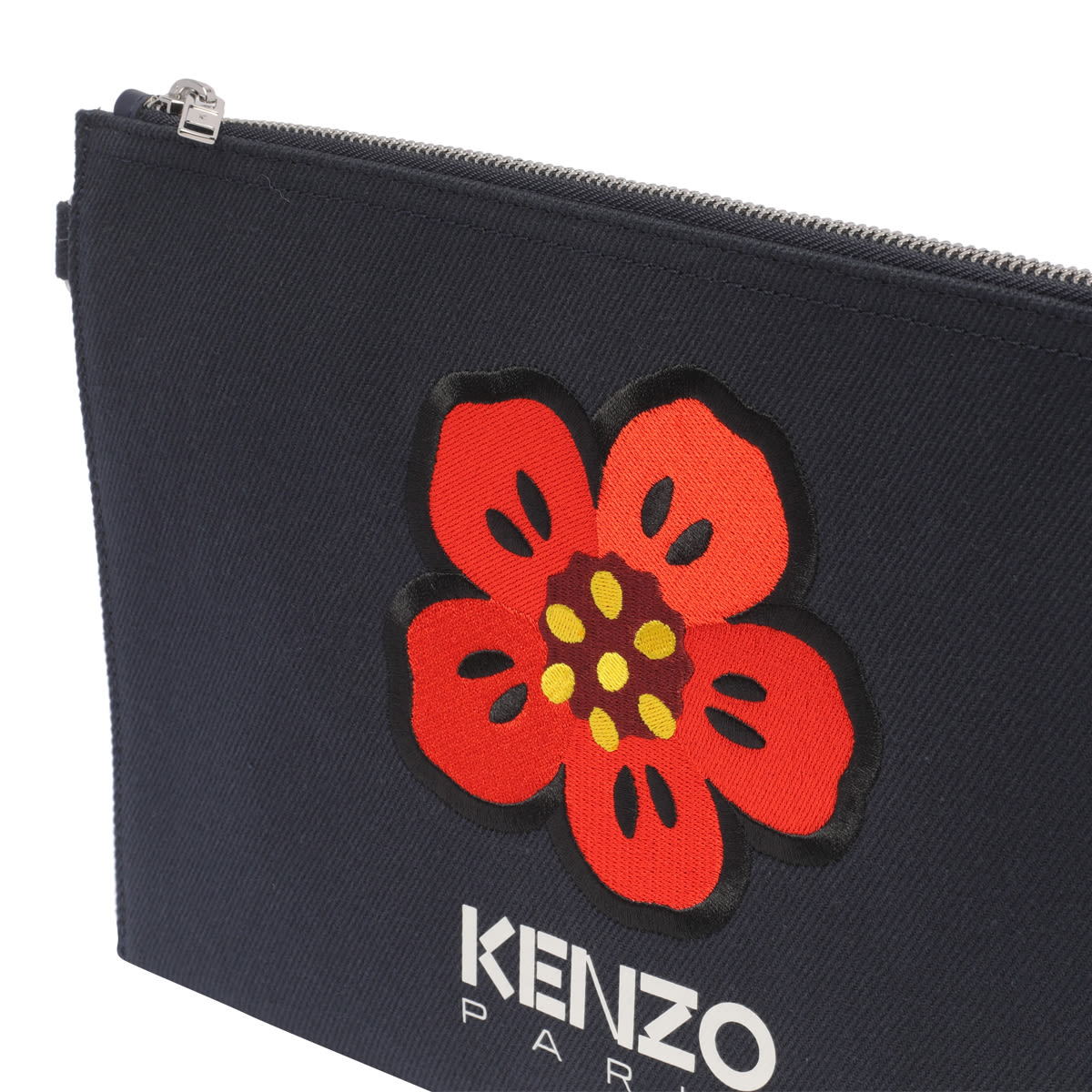 Shop Kenzo Boke Flower Large Clutch In Blue