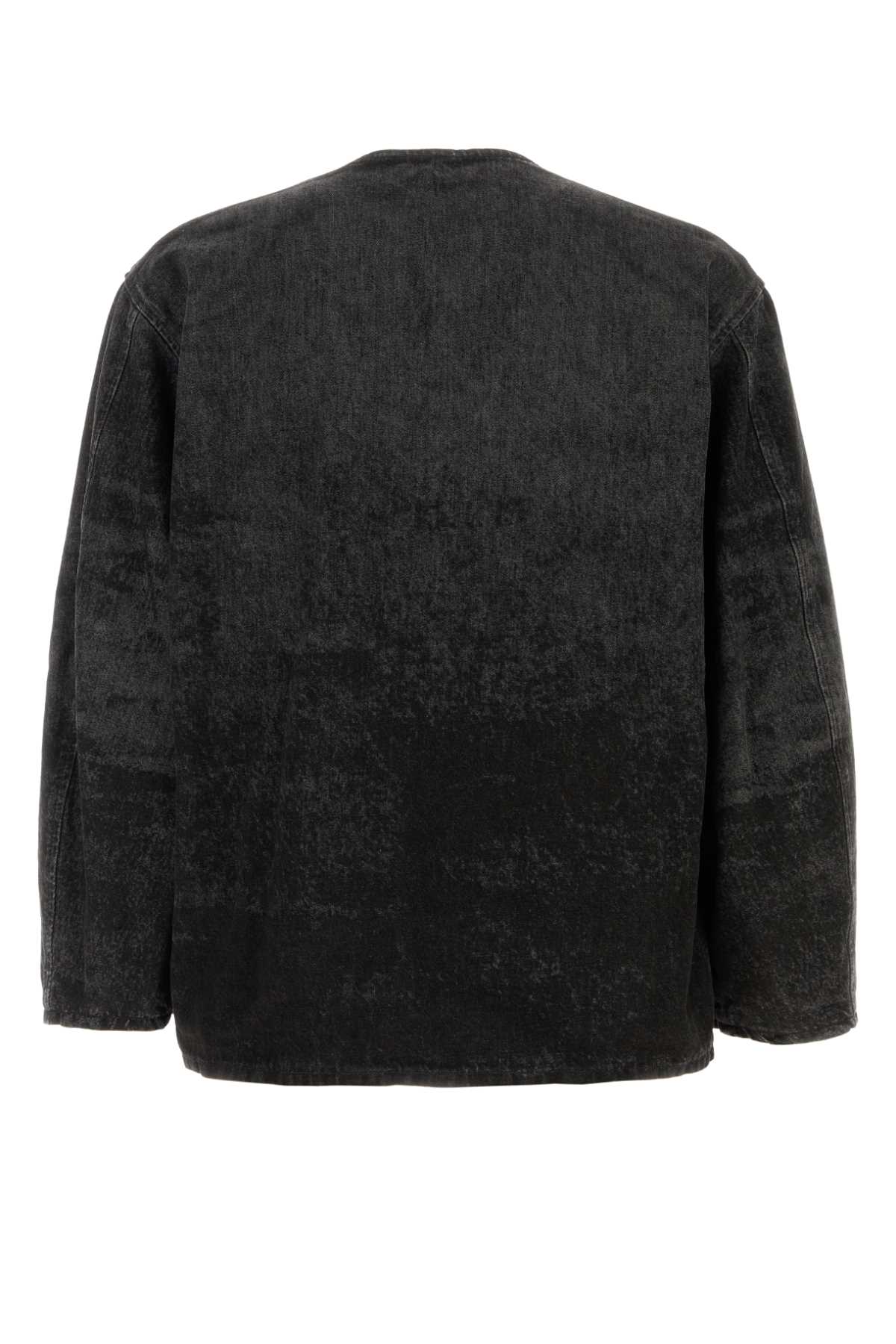 Diesel V-neck Button-up Jacket In Black
