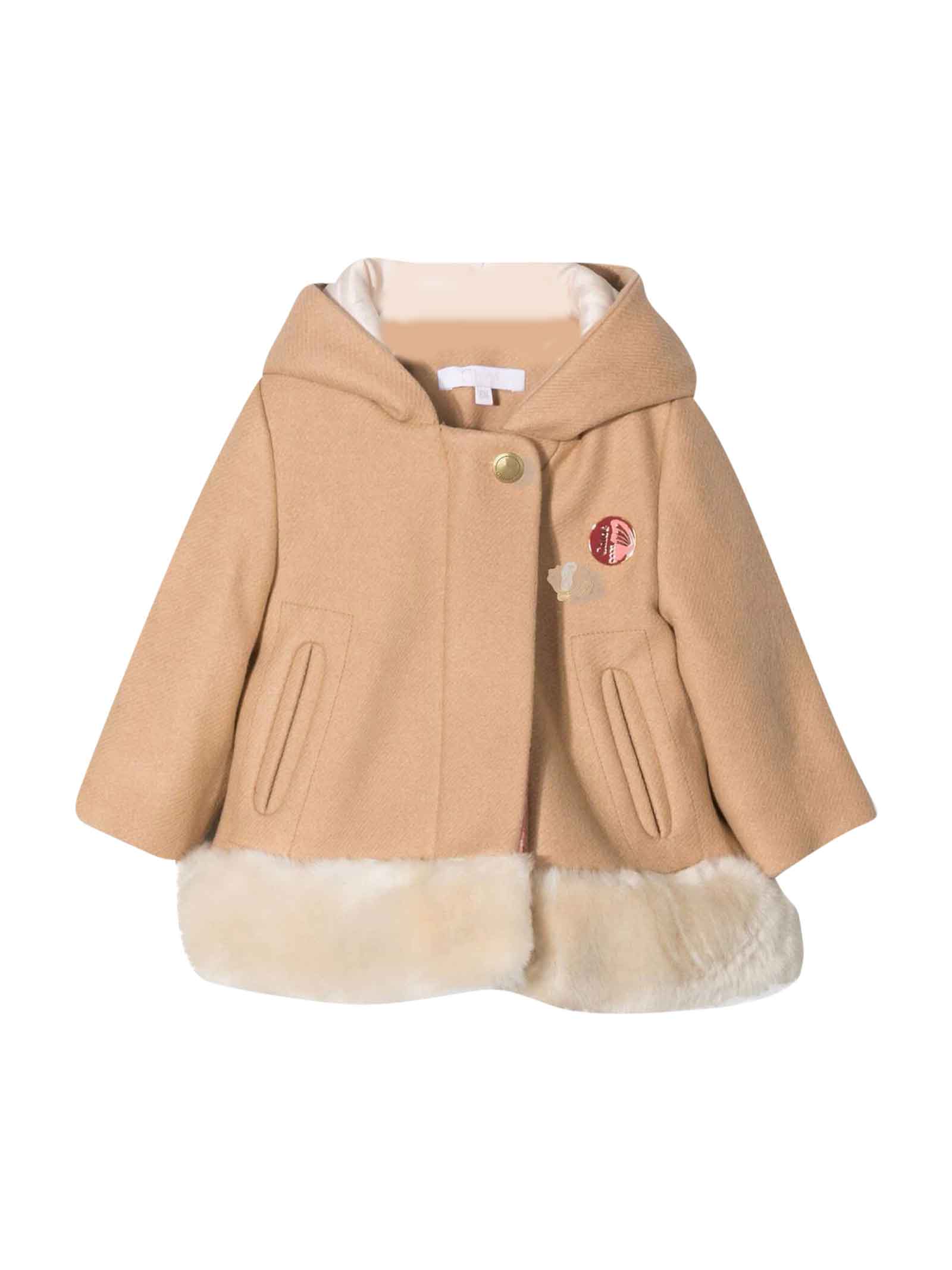 Chloé Brown Hooded Coat By Chloe Kids