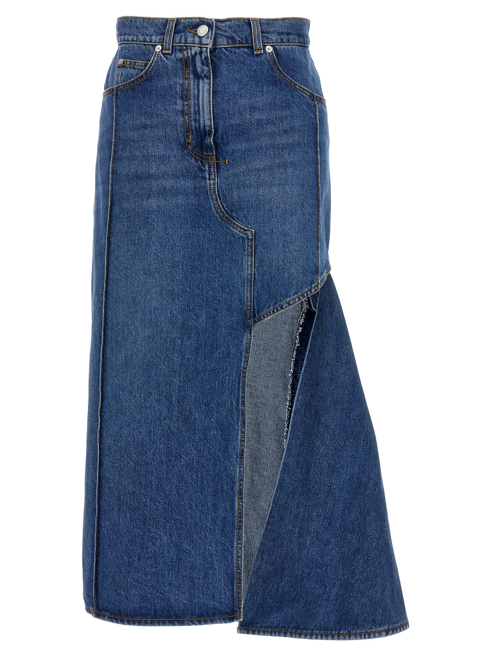 Pencil Denim Skirt With Cut-out