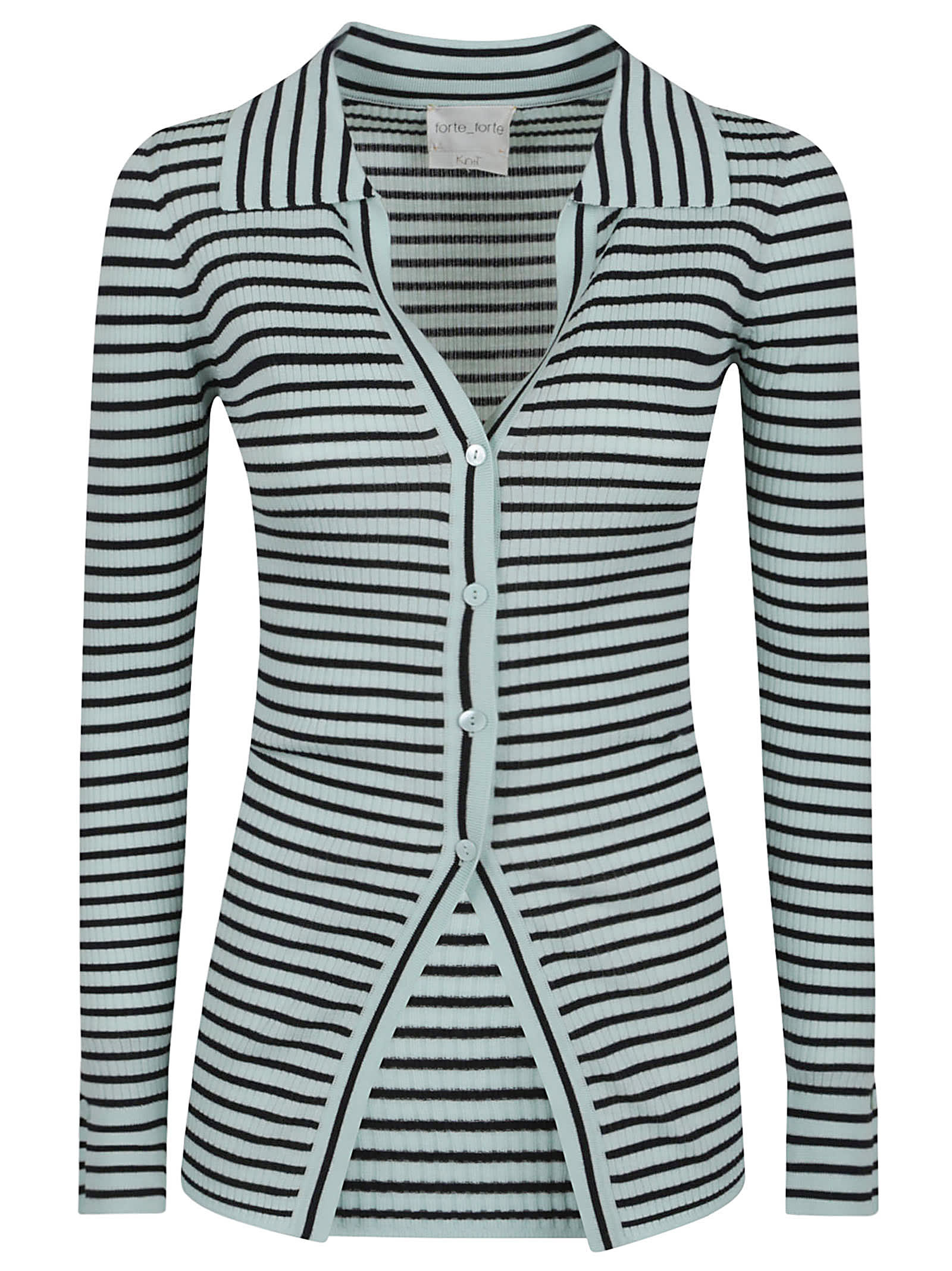 Forte_Forte Superfine Merinos Ribbed Polo Cardigan