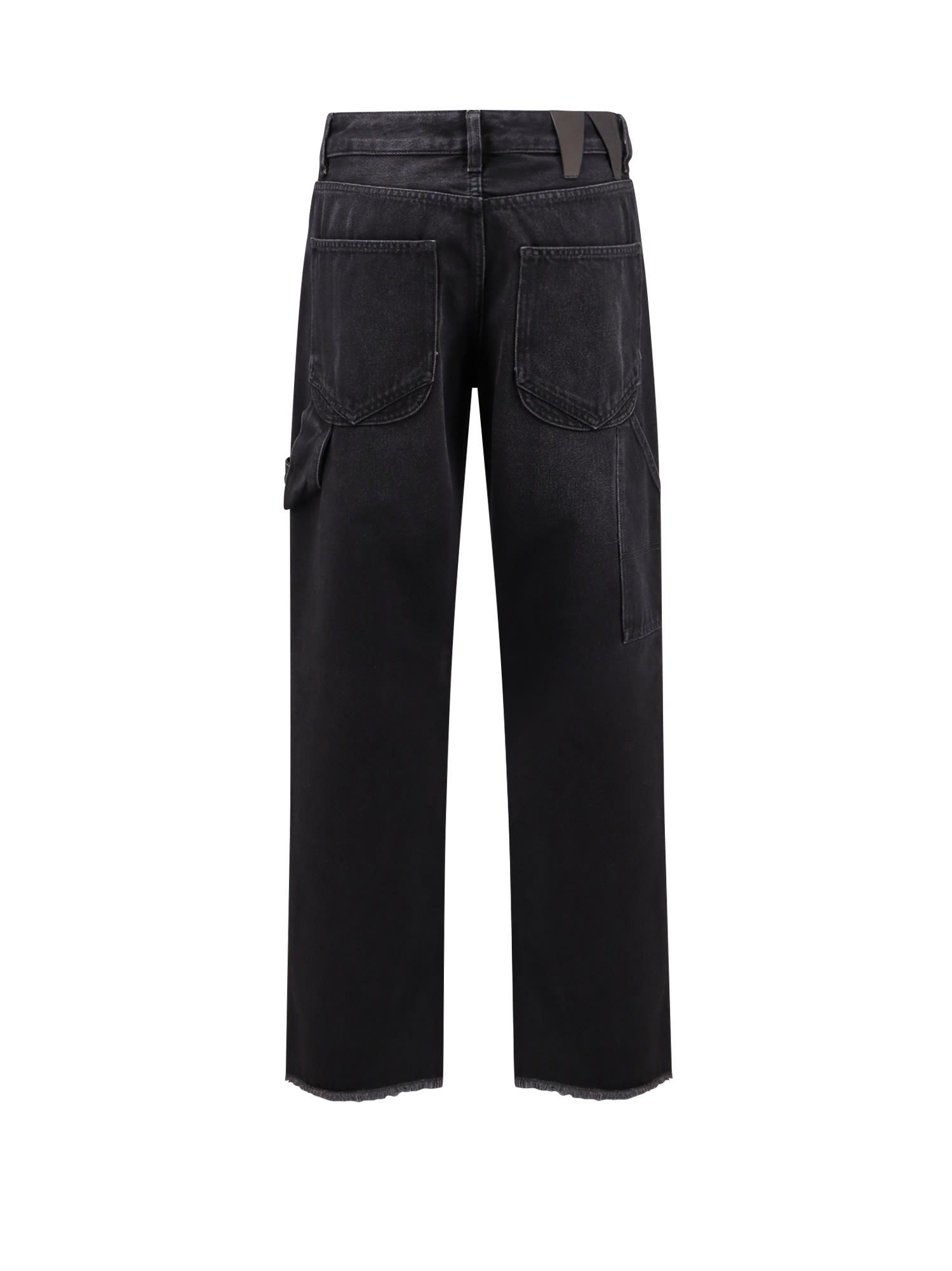 Darkpark Relaxed Fit Denim Trousers With Fringed Hem In Black
