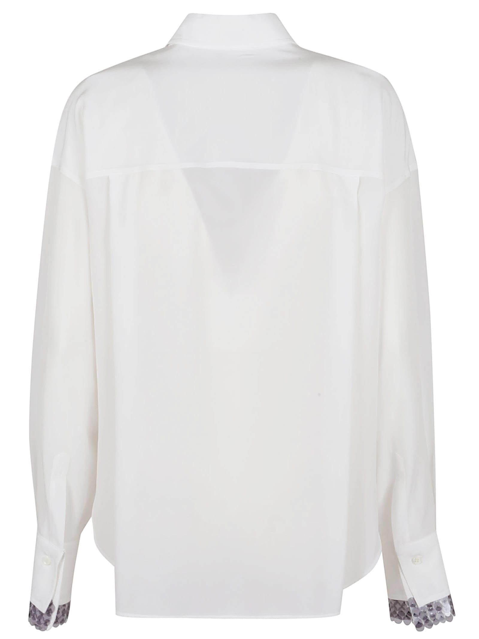 Brunello Cucinelli Sequin-embellished Silk Shirt In White