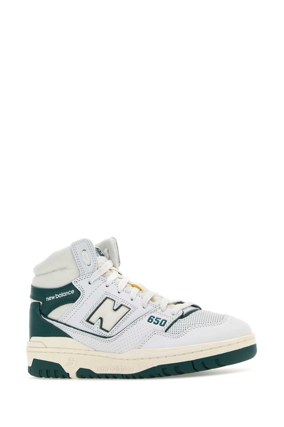 New Balance Padded Collar Leather Sneakers In Whitepetrol