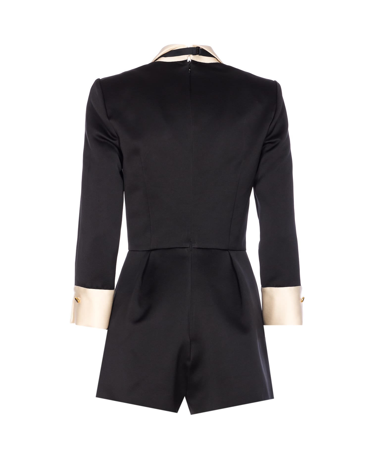Elisabetta Franchi Suit With Contrasting Collar And Long Sleeves In Black