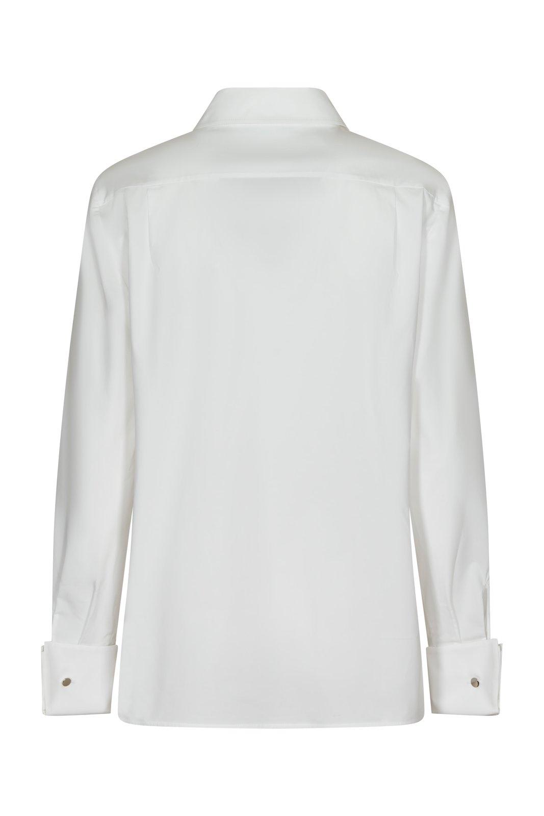 Shop Alberta Ferretti Buttoned Long-sleeved Shirt In White