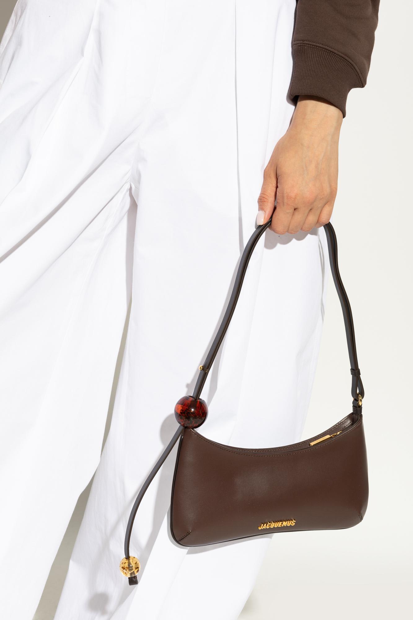 Jacquemus Womens Le Bisou Perle Leather Shoulder Bag Medium Brown In Brown