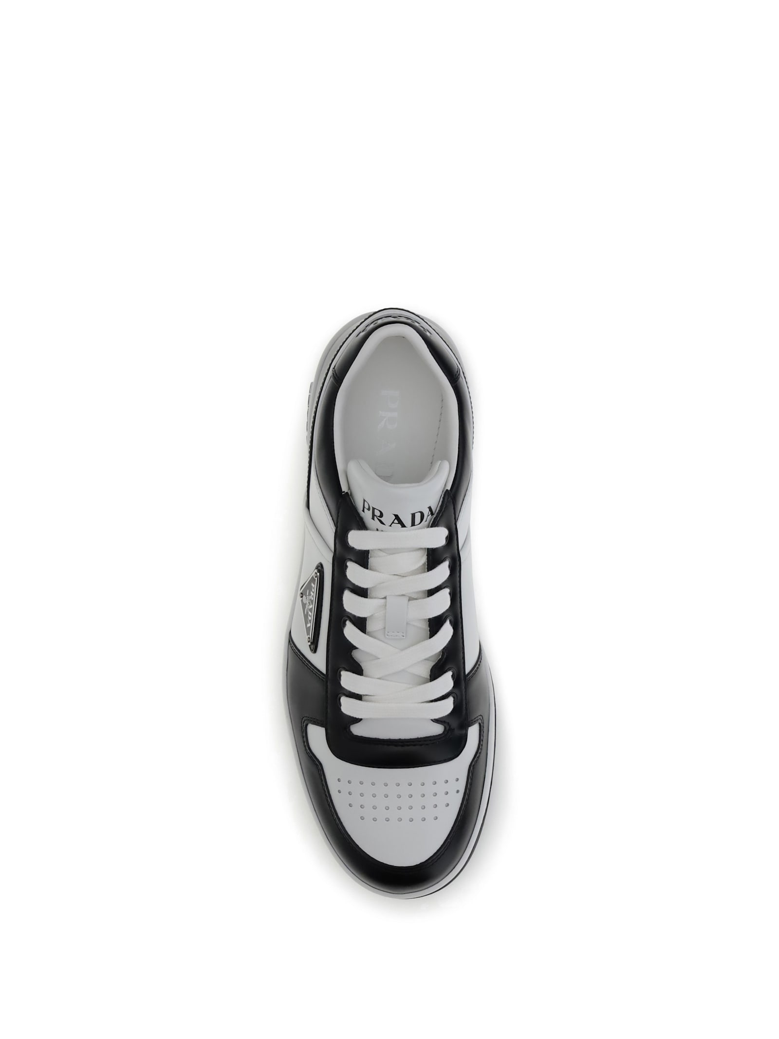 Prada Leather Sneakers Downtown Two-tone In Black