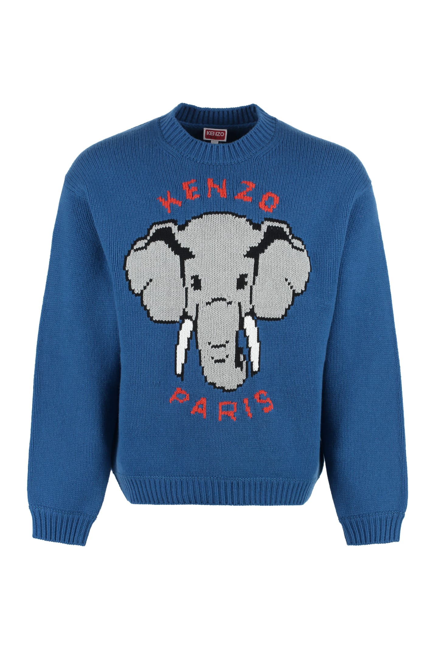 KENZO WOOL-COTTON BLEND CREW-NECK SWEATER