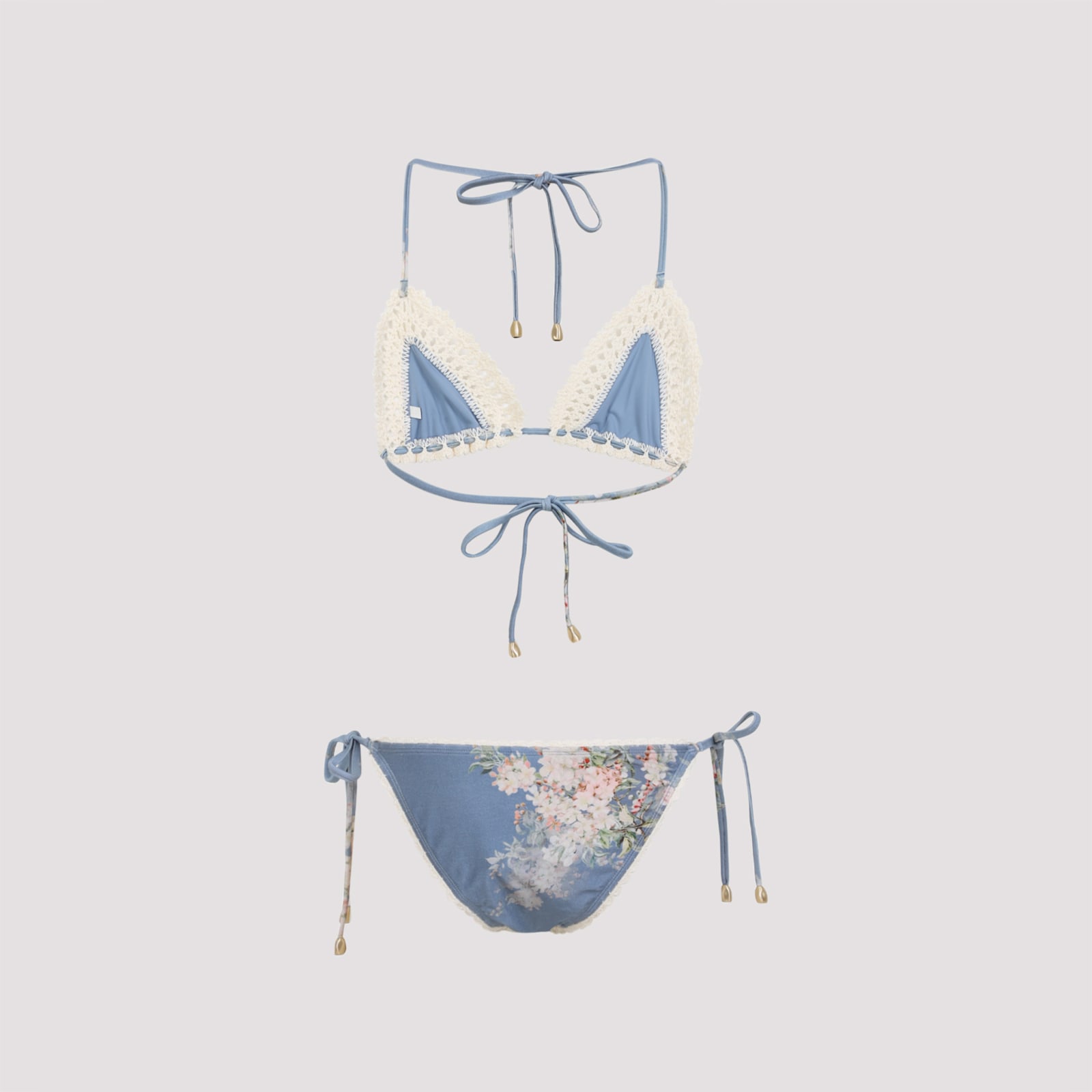 Zimmermann Cascadian Crochet Tri Bikini In Blue