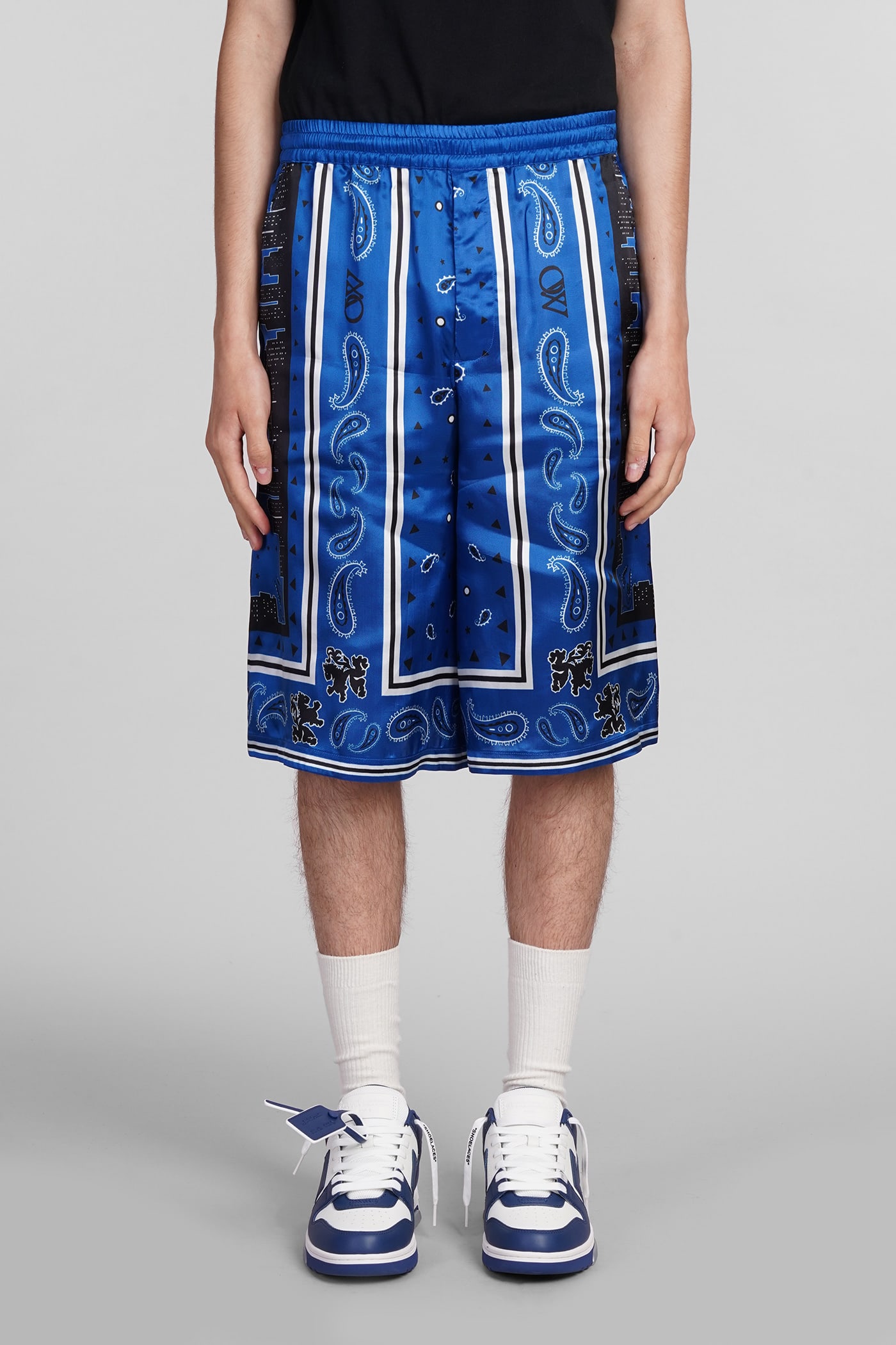 Shop Off-white Shorts In Blue Viscose