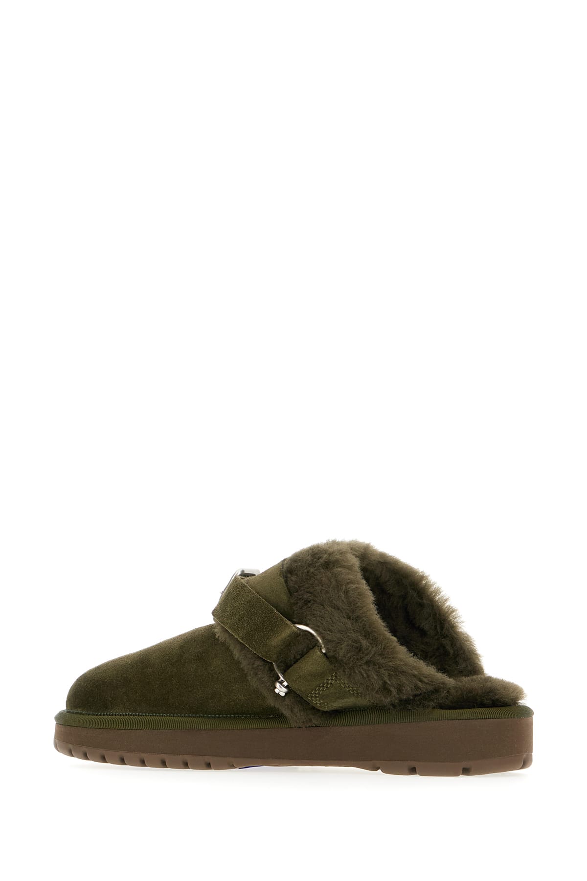 Burberry Womens Khaki Snug Low Sheepskin Mules In Loch