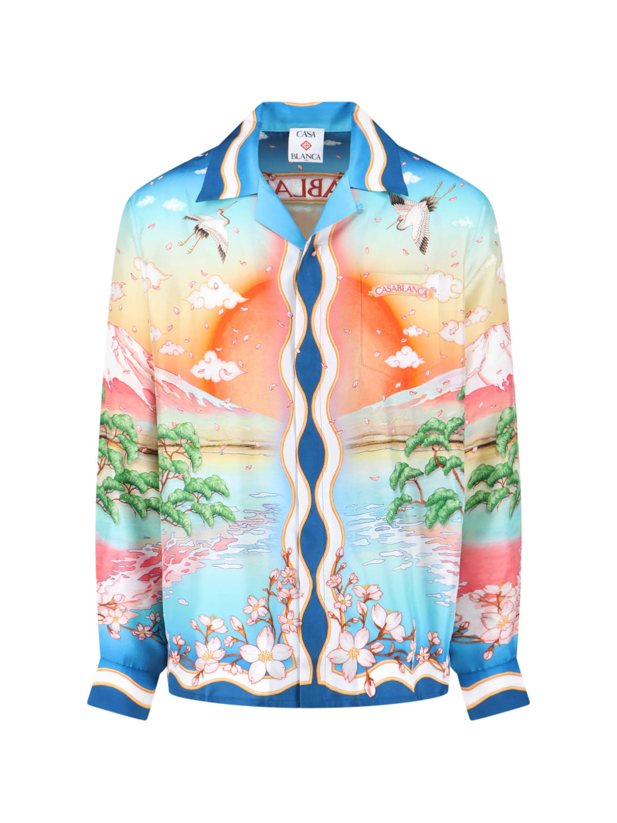 Casablanca Tennis Club Convertible-collar Printed Silk-twill Shirt In Multi