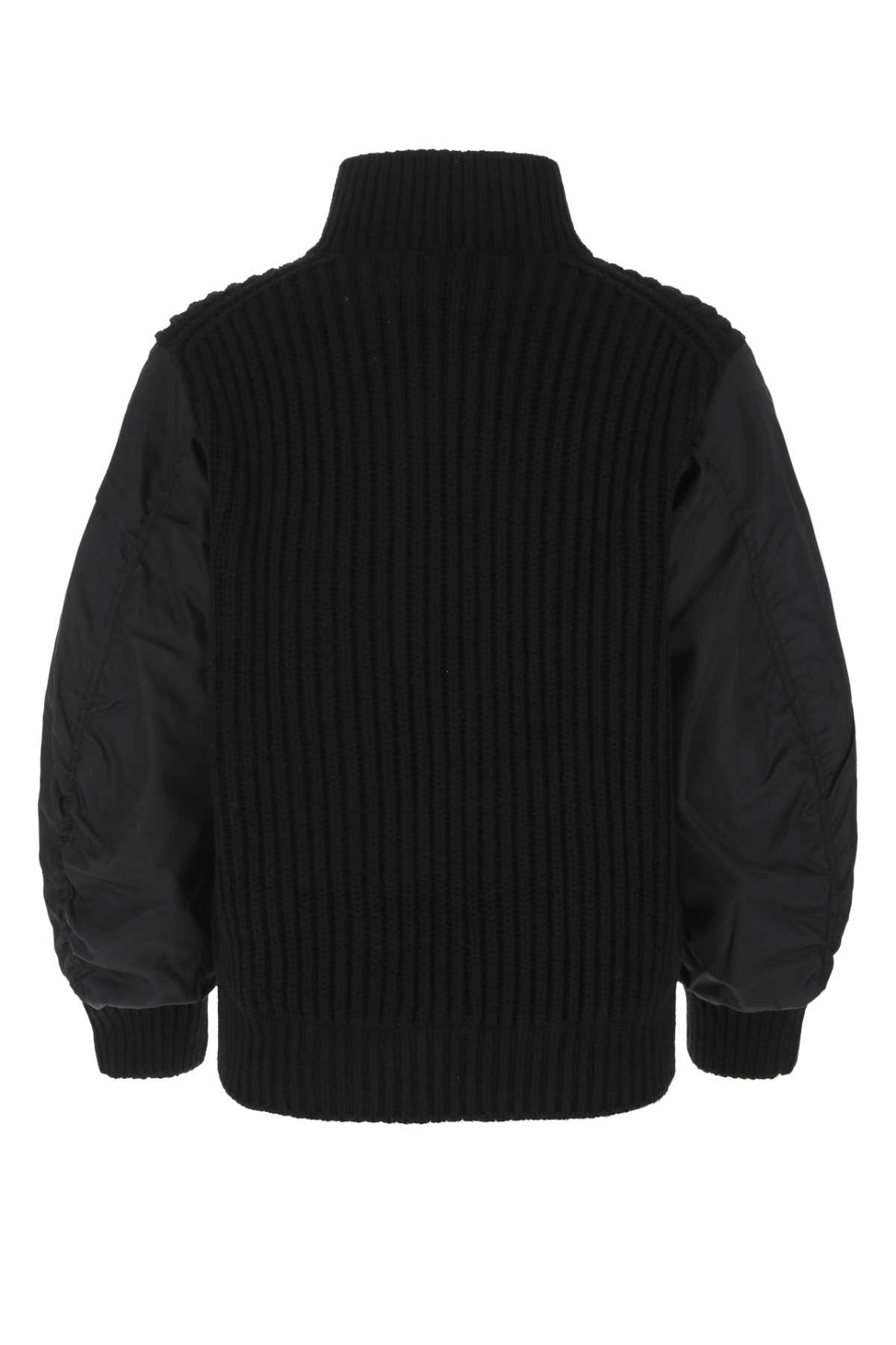 Prada Black Cashmere And Re-nylon Jacket In F0002