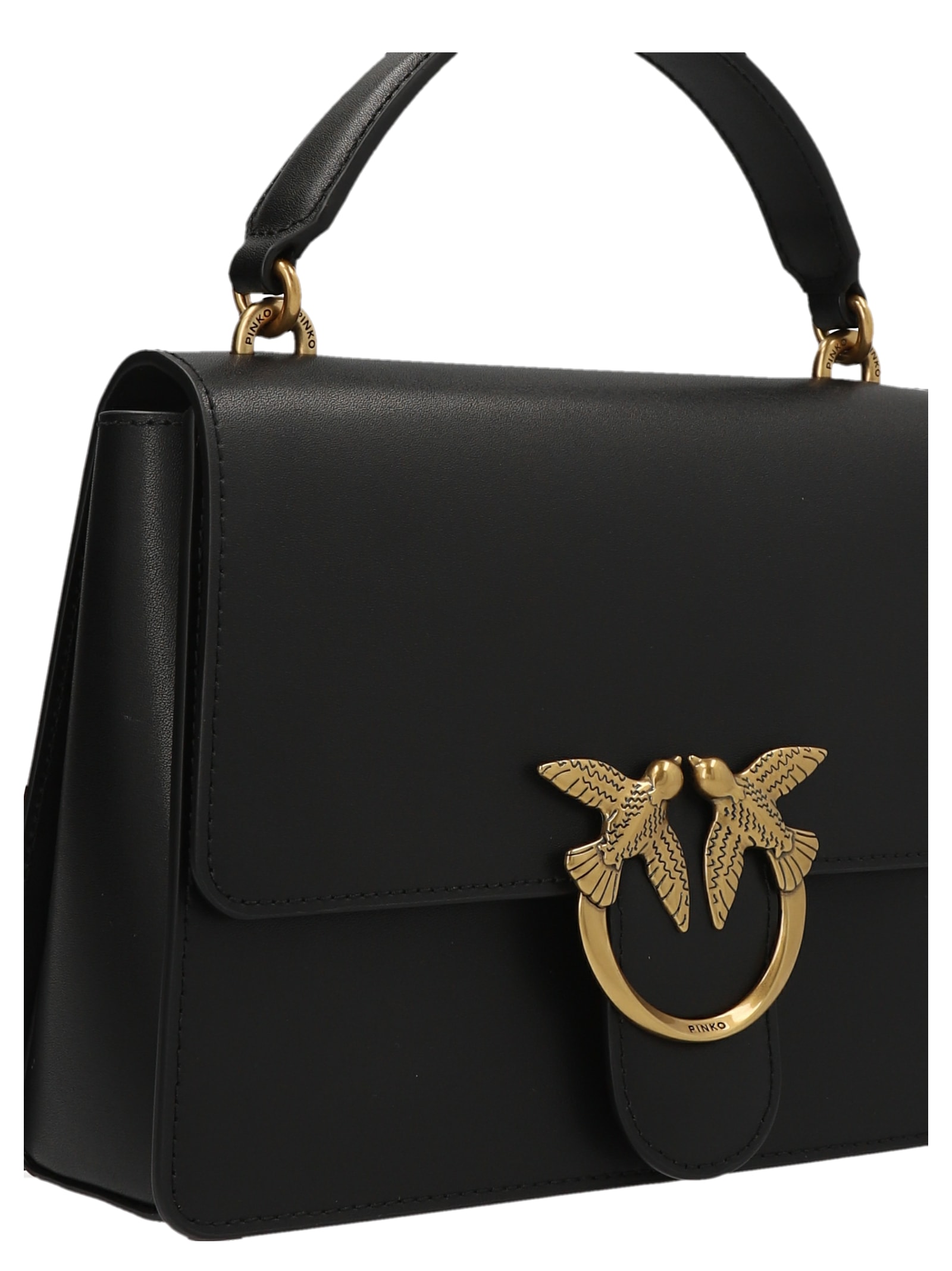Pinko Love One Classic Handbag In Nero-antique Gold