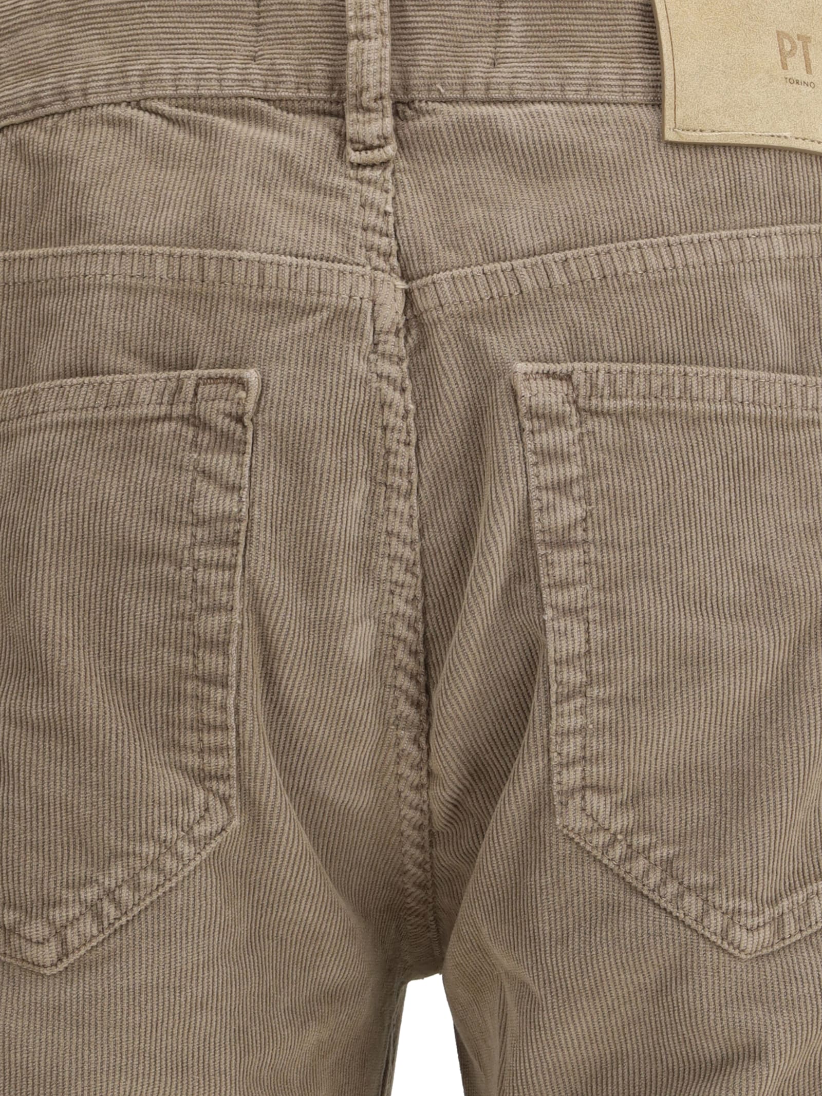 Pt Torino Corduroy Five-pocket Trousers In Brown