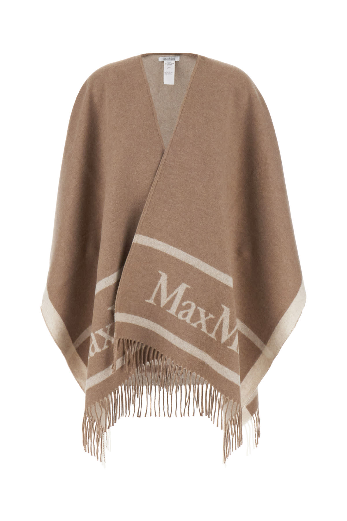 Max Mara Biscuit Wool Cape In Brown