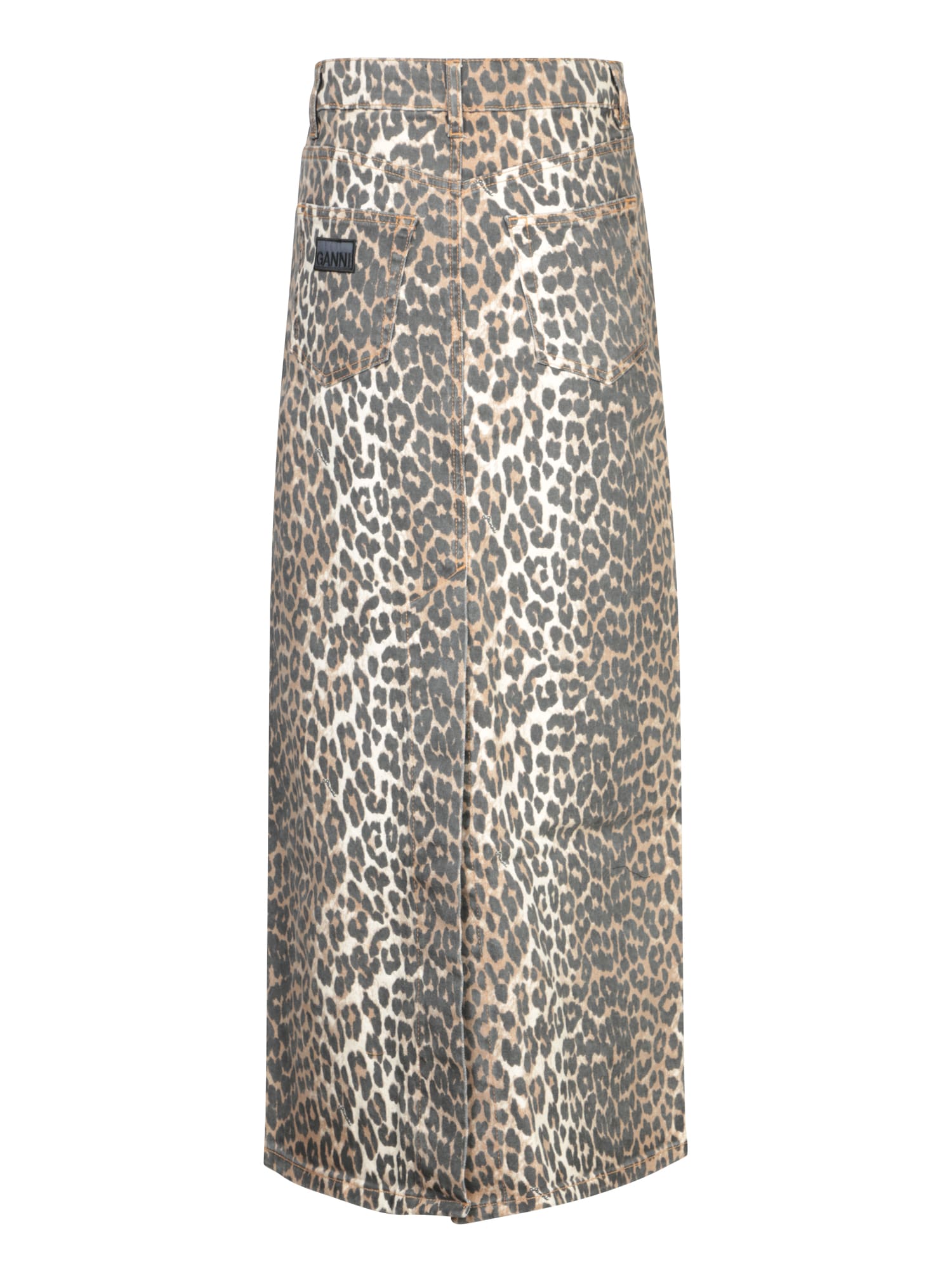 Ganni Leopard Print Long Skirt In Animalier
