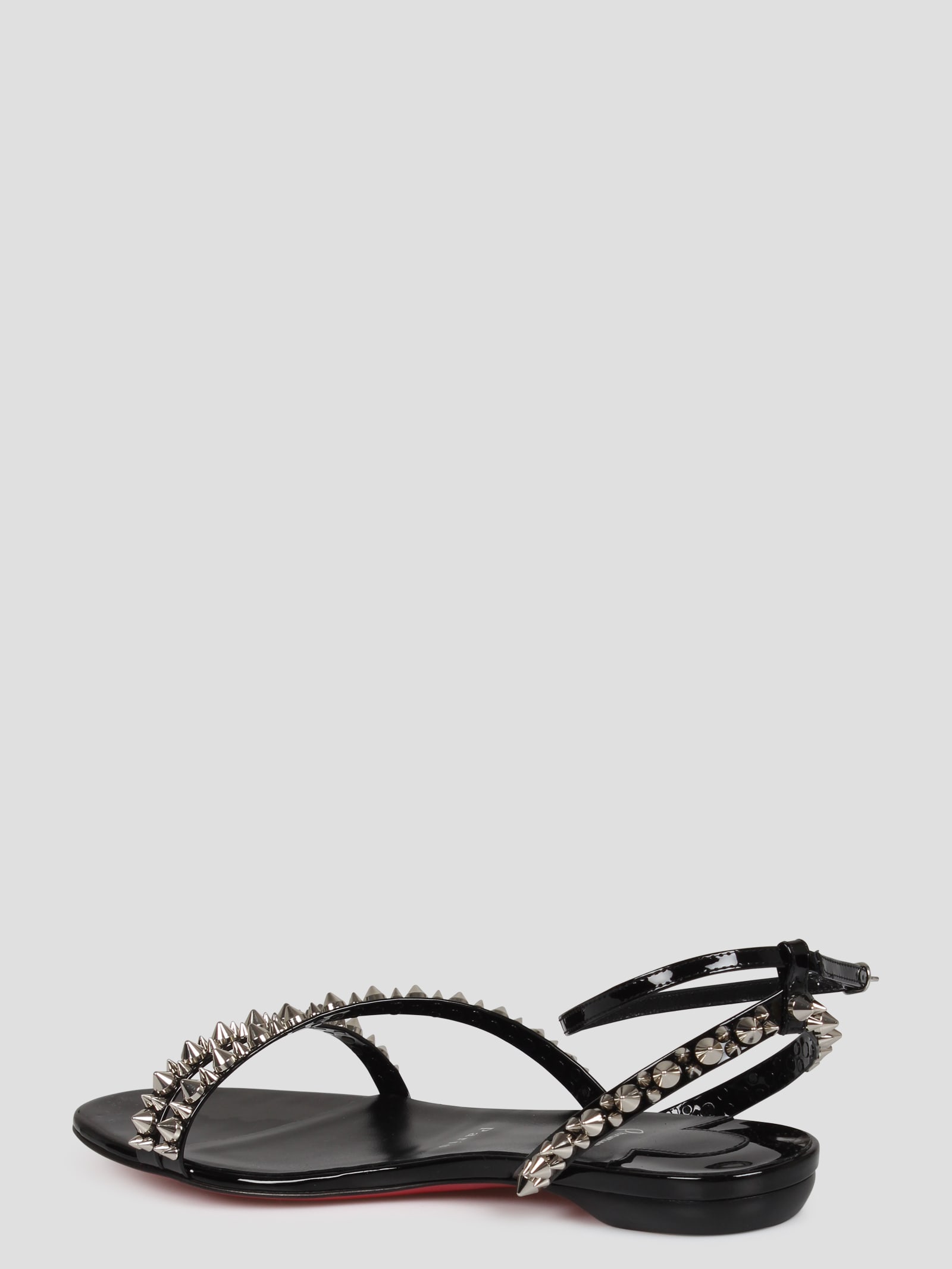 Black Mafaldina Spikes Flat Sandals