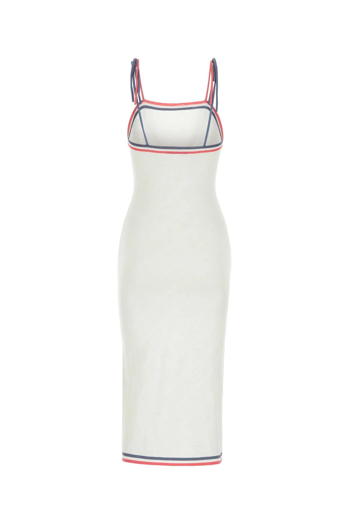 Shop Fendi Ivory Viscose Blend Dress In White