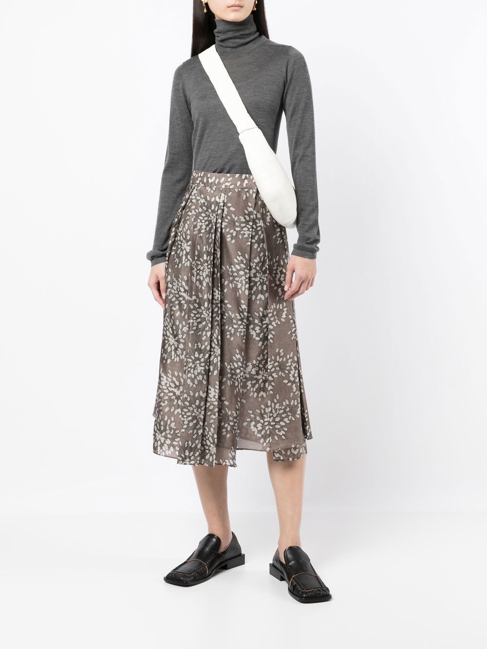 Brunello Cucinelli Luxe Cashmere Silk Turtleneck Sweater In Gray