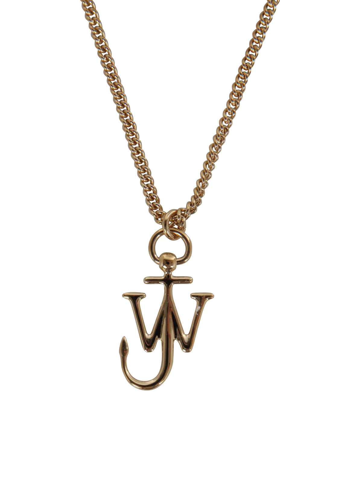 Shop Jw Anderson Bumper-moon Crystal Necklace In Gold