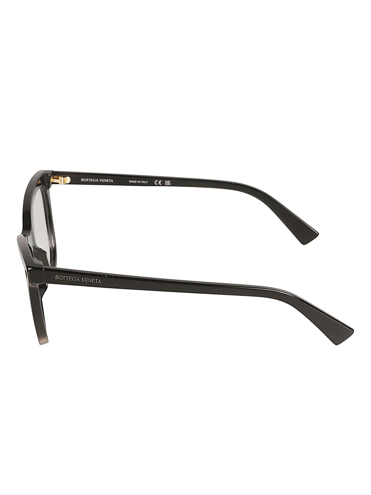 Shop Bottega Veneta Square Frame Glasses In Black/transparent