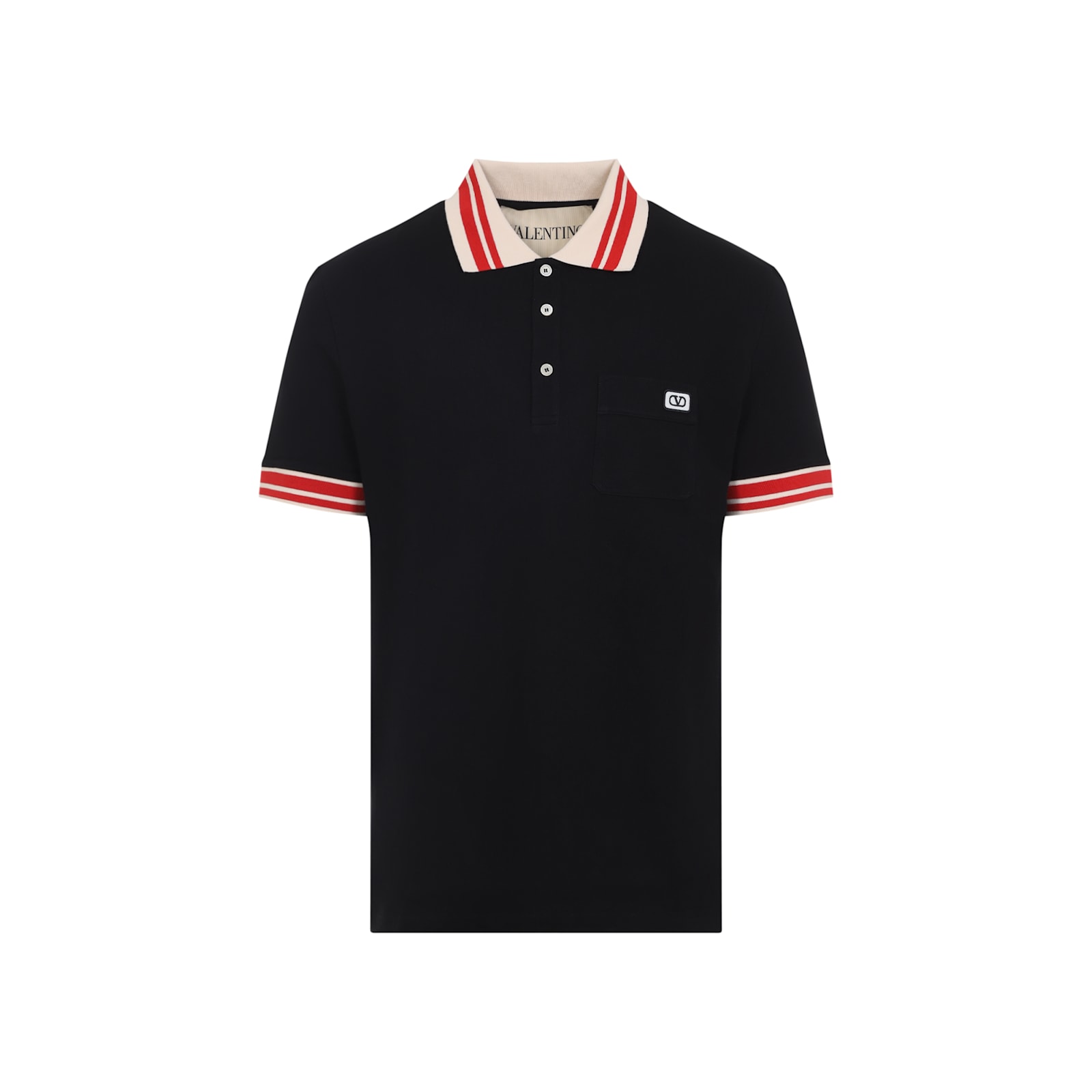Valentino Vlogo Signature Cotton Polo Shirt In Black