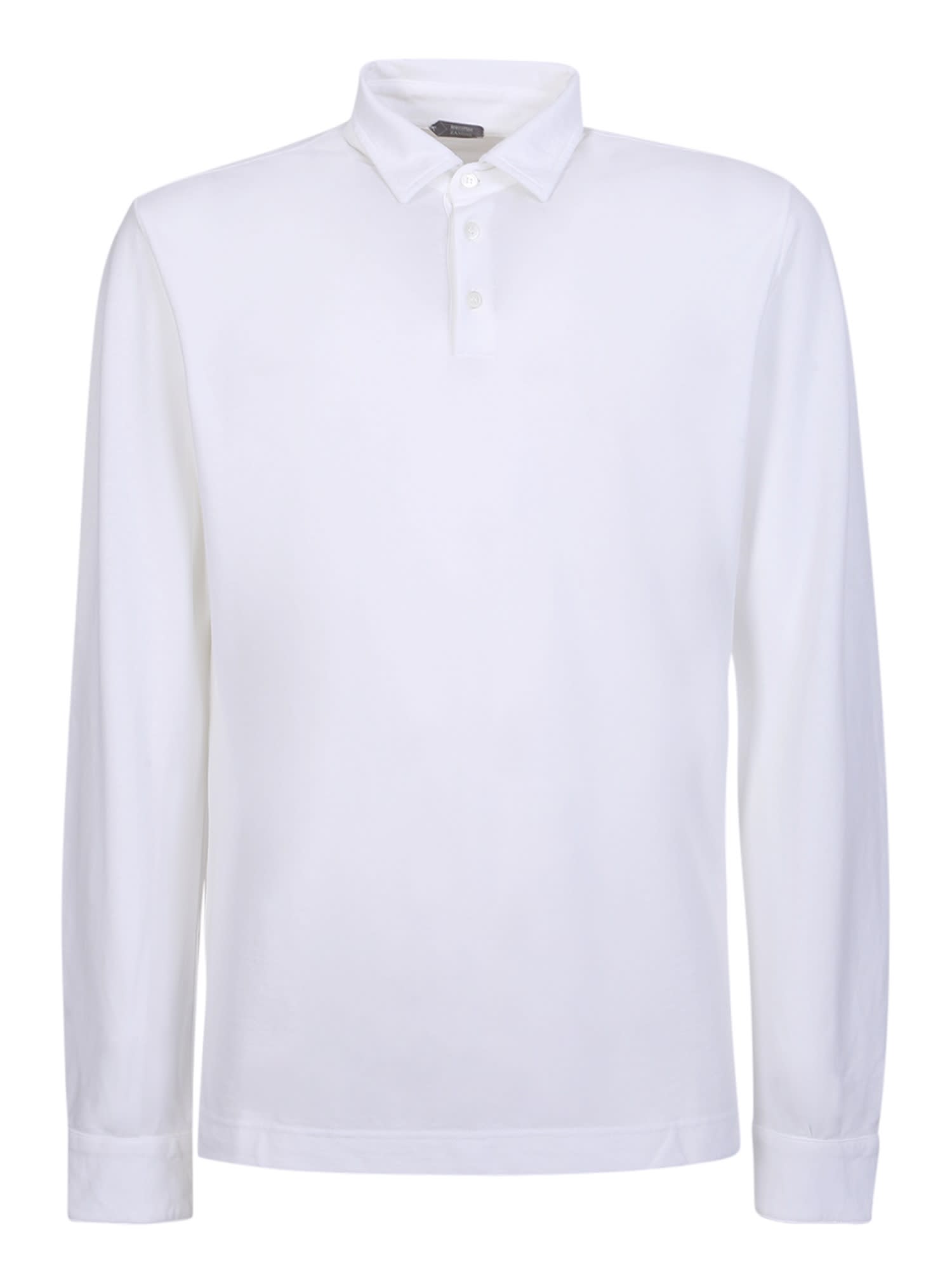 Shop Zanone Long Sleeved White Polo Shirt