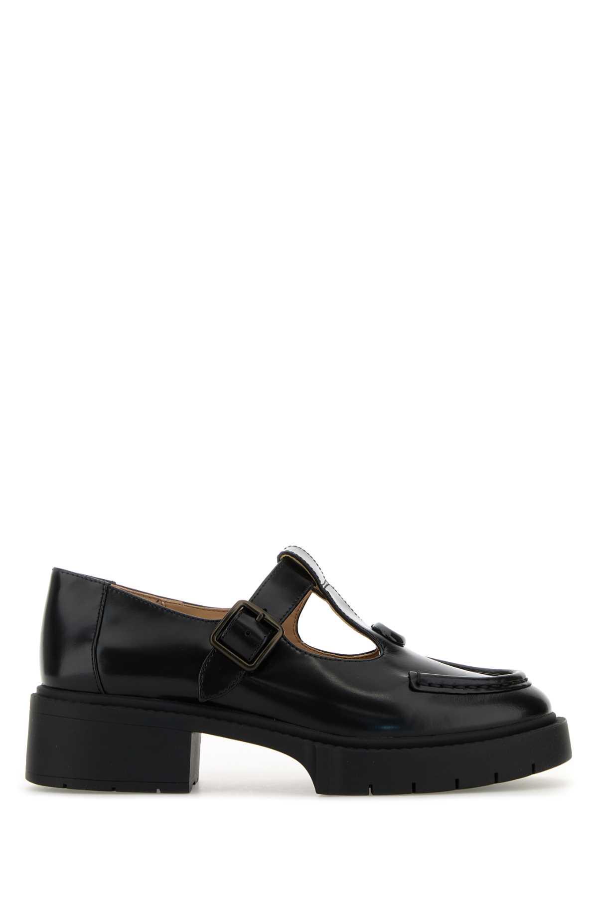 COACH BLACK LEATHER LIV MARY JANE MONK STRAP SHOES