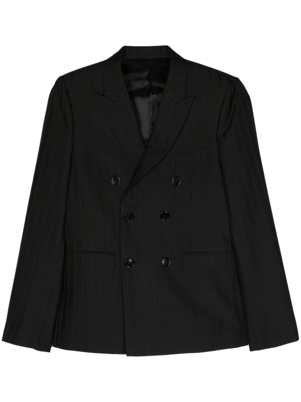 Shop Celine Striped Carnaby Jacket In Noir/marron