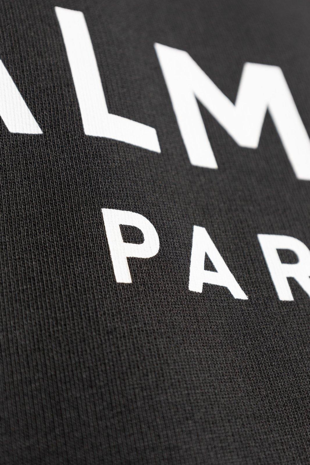 Shop Balmain Logo Printed Crewneck Sweatshirt In Black