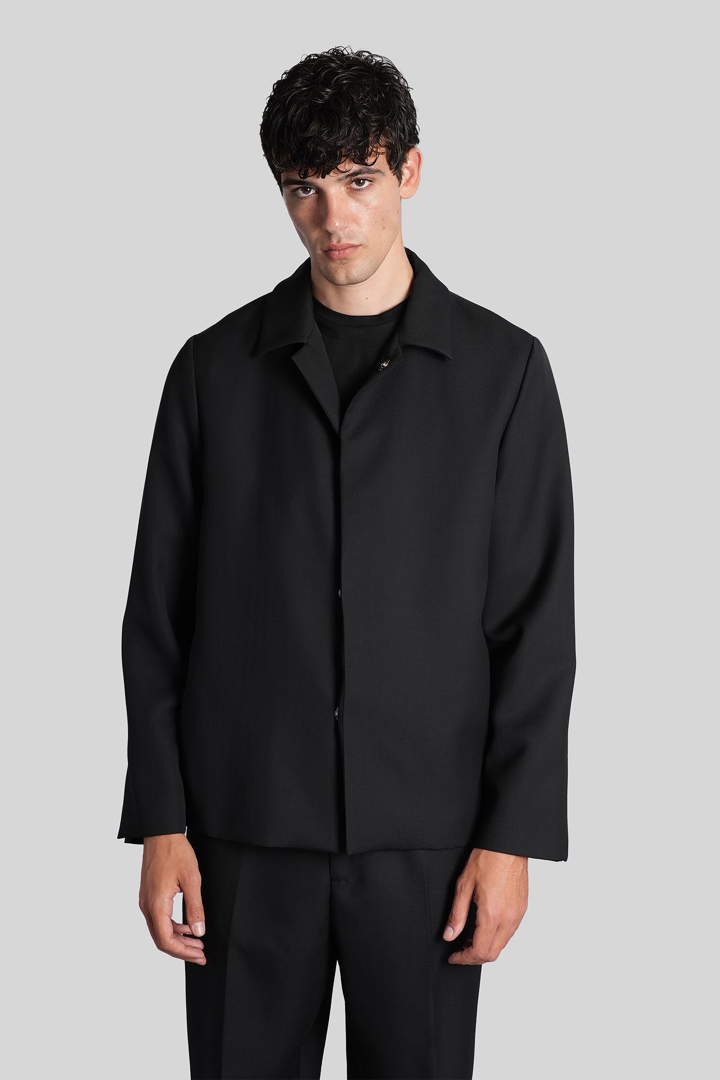 Costumein Mike Shirt In Black Wool In Black