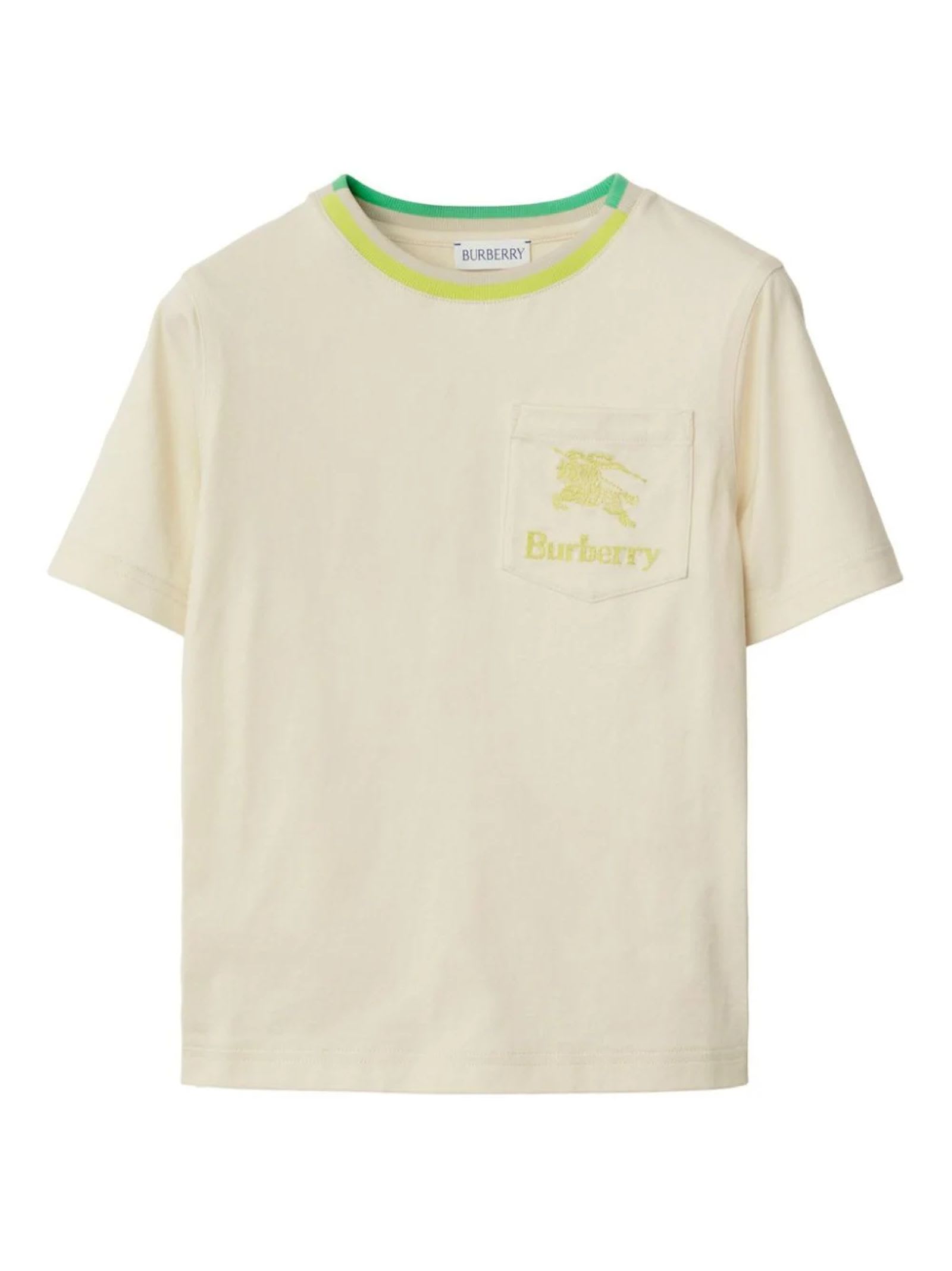 Shop Burberry Kids T-shirts And Polos Beige