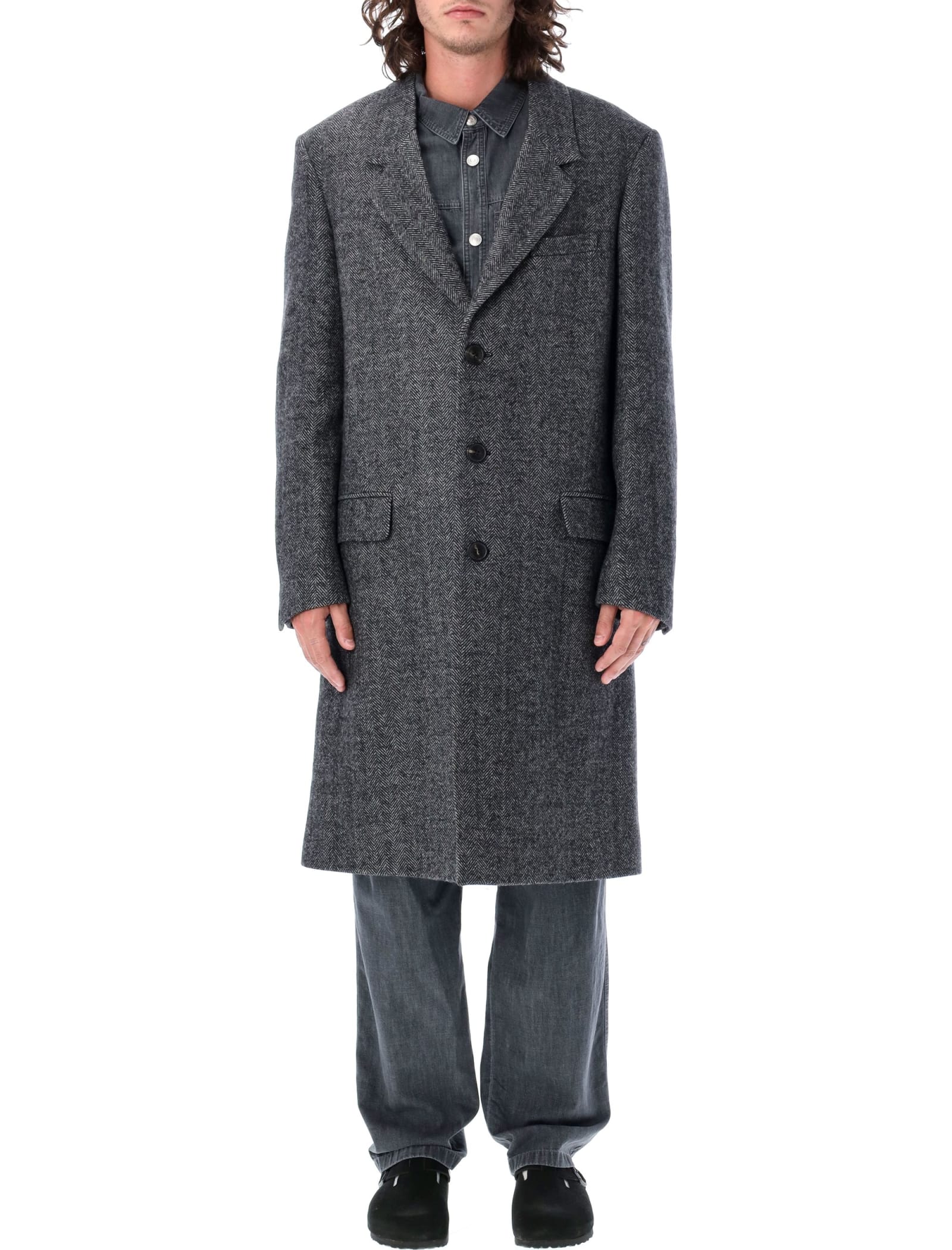 Isabel Marant Marant Johel Herringbone Coat In Grey