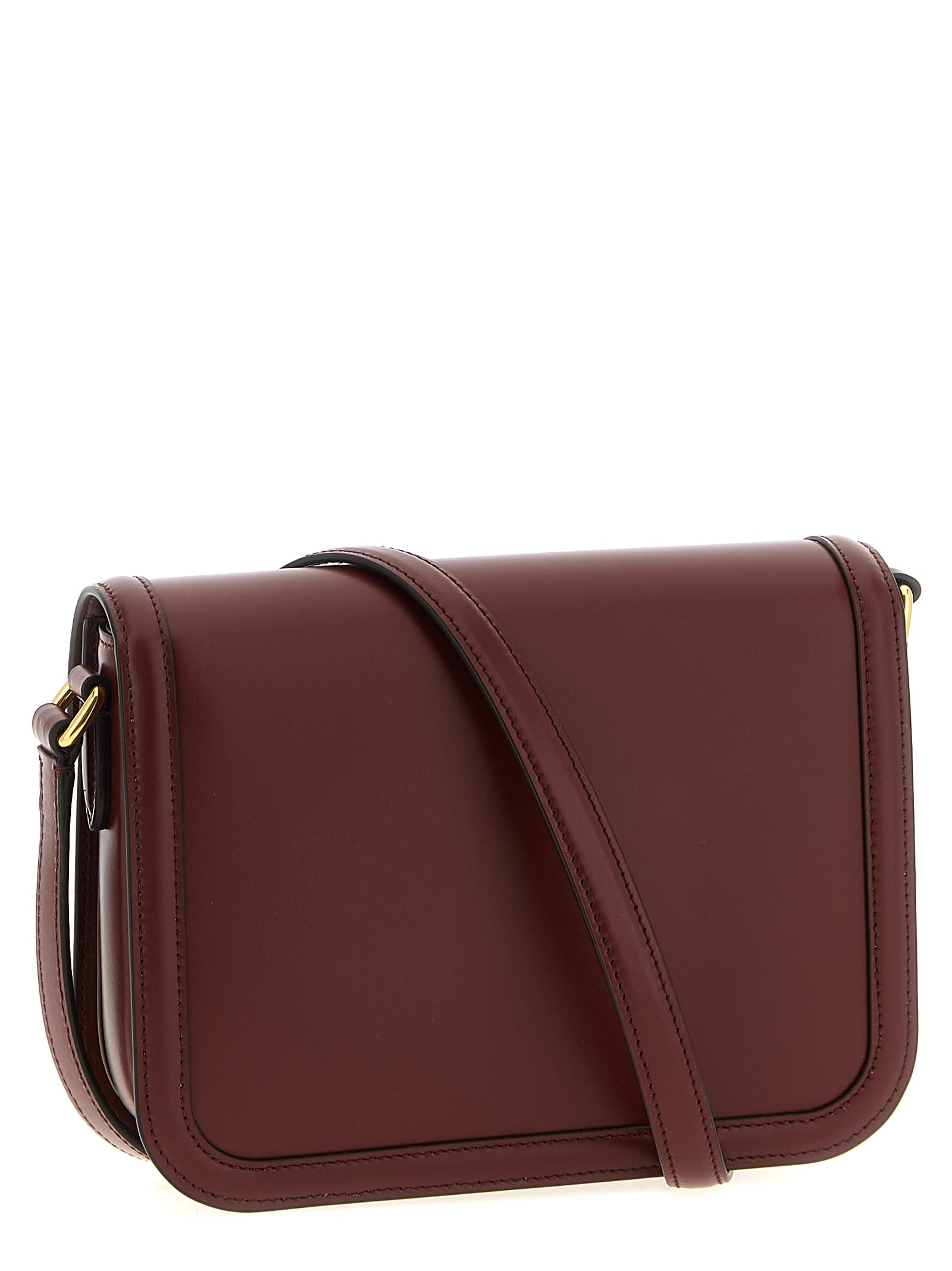 Valentino Womens Brick Ruby 9to5 Small Leather Shoulder Bag In Burgundy