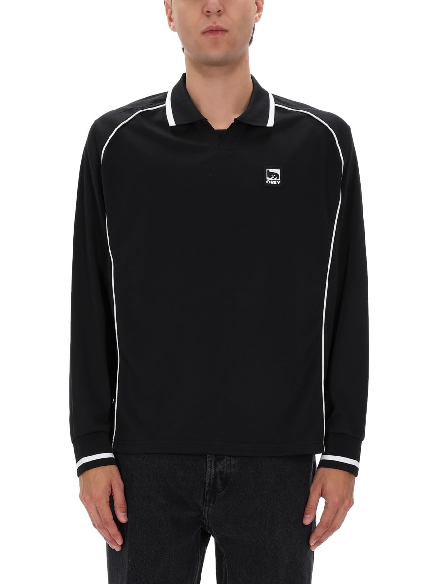Obey Polo With Logo In Black