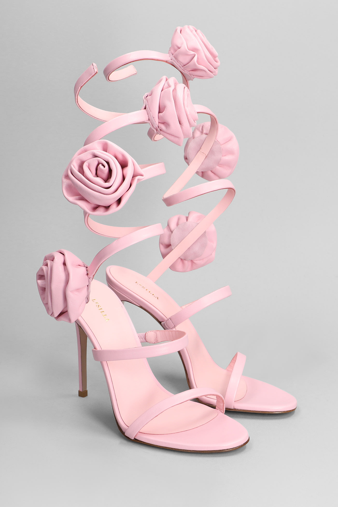 Shop Le Silla Rose Sandals In Rose-pink Leather