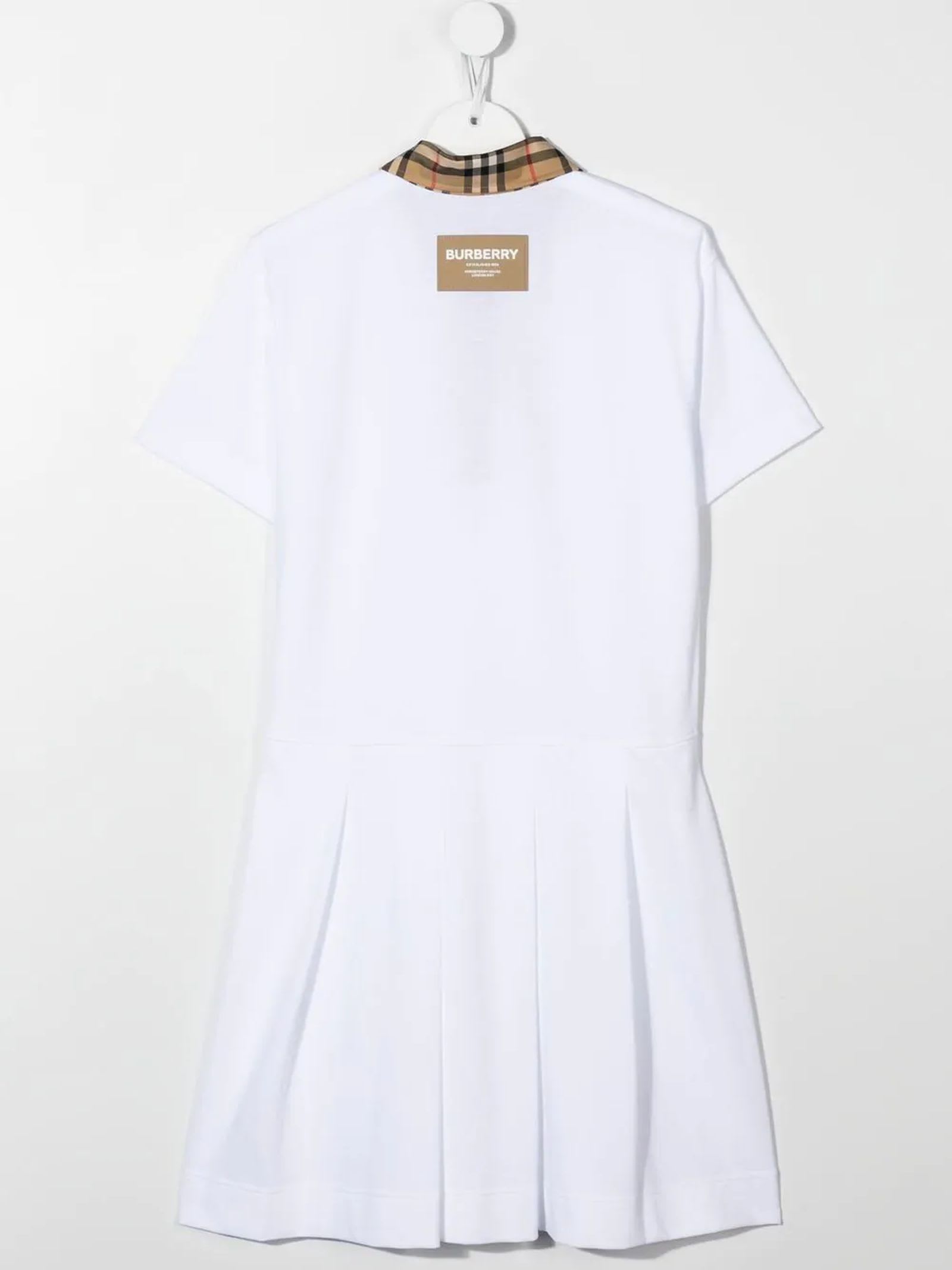 Shop Burberry White Cotton Dress
