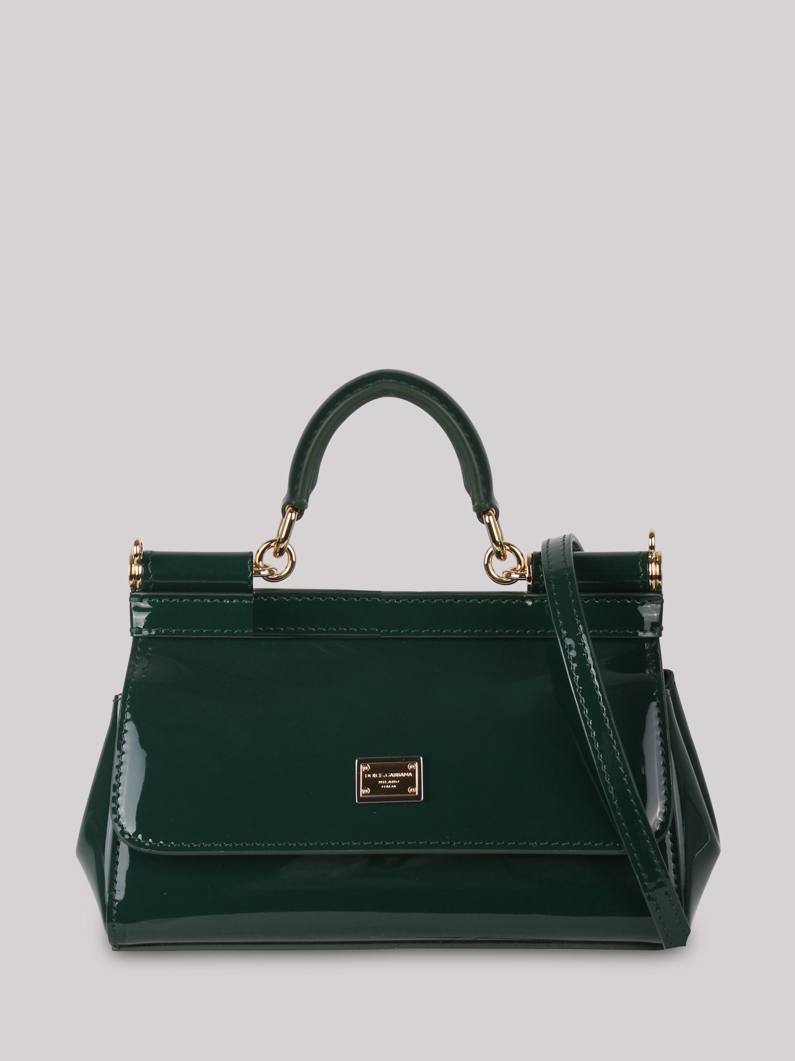 Shop Dolce & Gabbana Small Sicily Patent-leather Bag