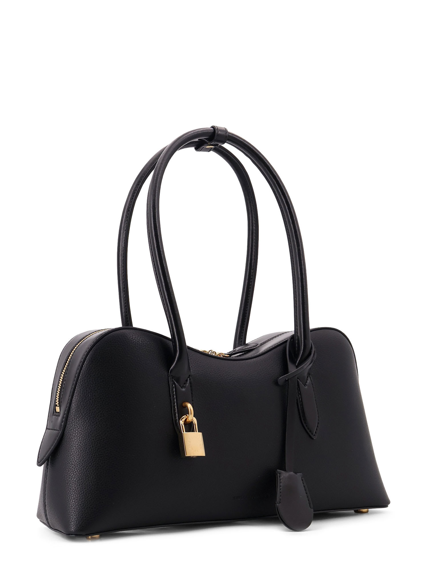 Stella Mccartney Stella Ryder Logo-embossed Embellished Textured Vegan Leather Tote In Black
