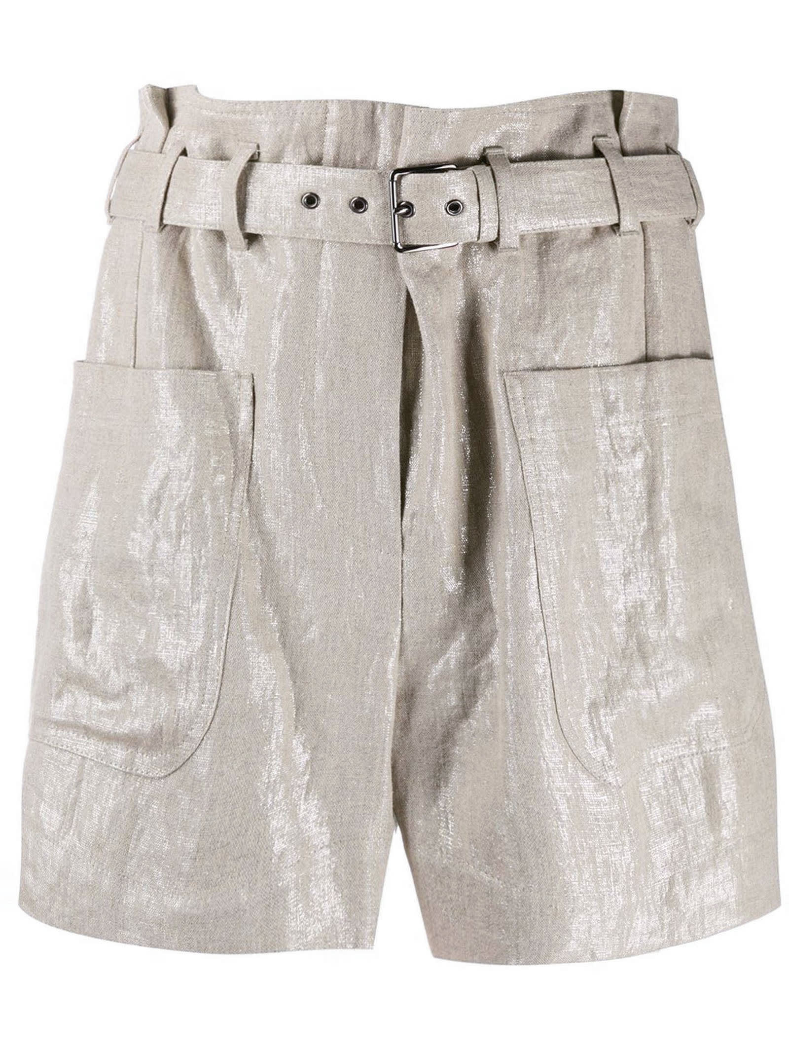 BRUNELLO CUCINELLI PALE GOLD LINEN SHORTS,MH169P7585 C1299