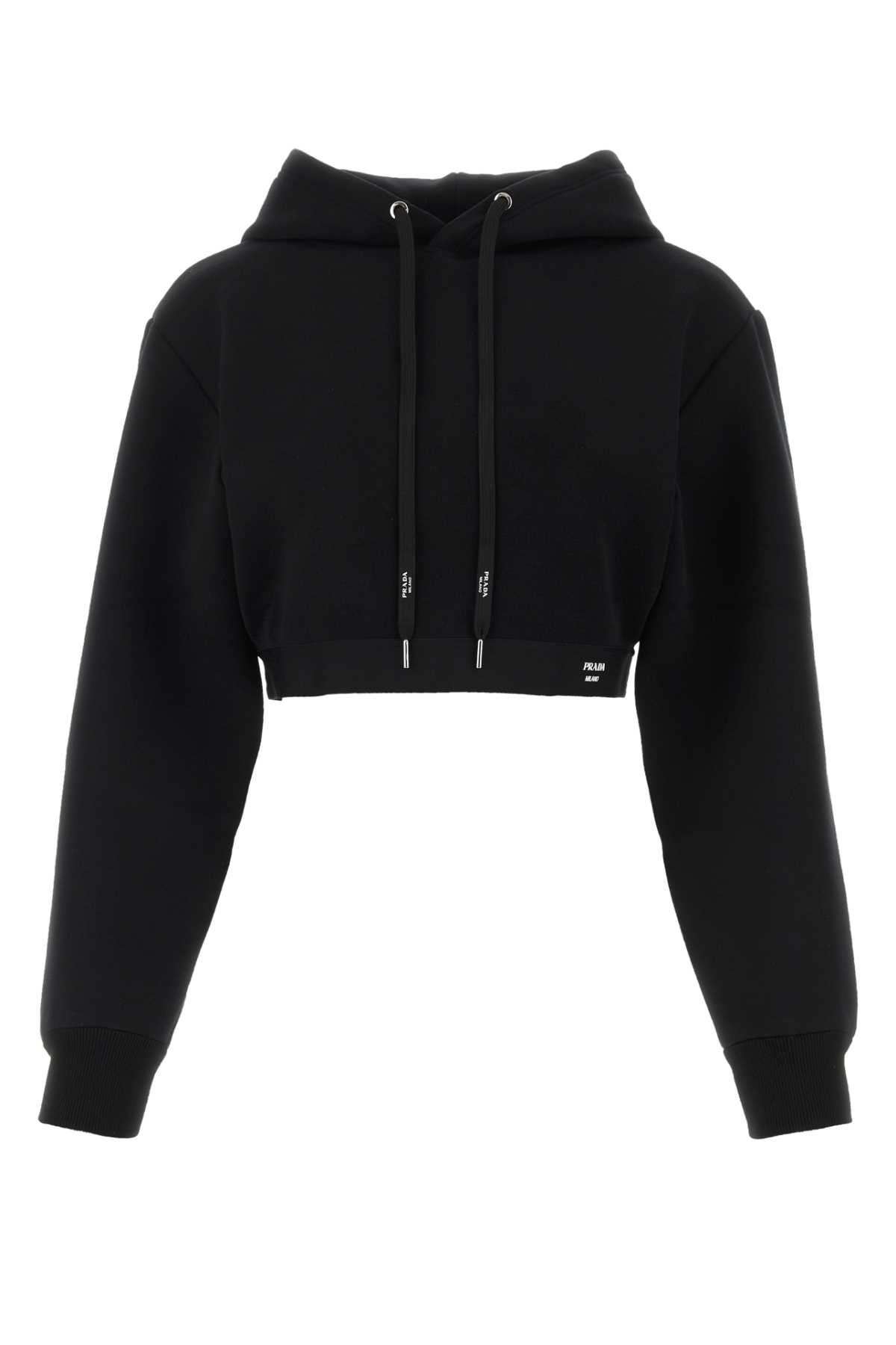 Shop Prada Black Stretch Cotton Blend Sweater In Nero
