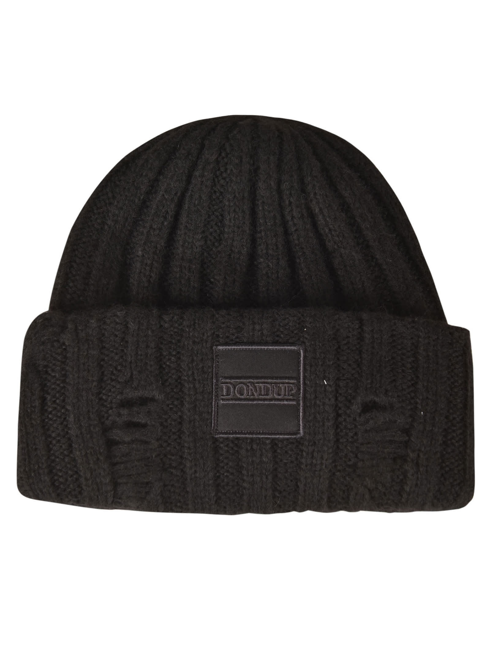 Shop Dondup Logo Patched Knit Beanie In Black